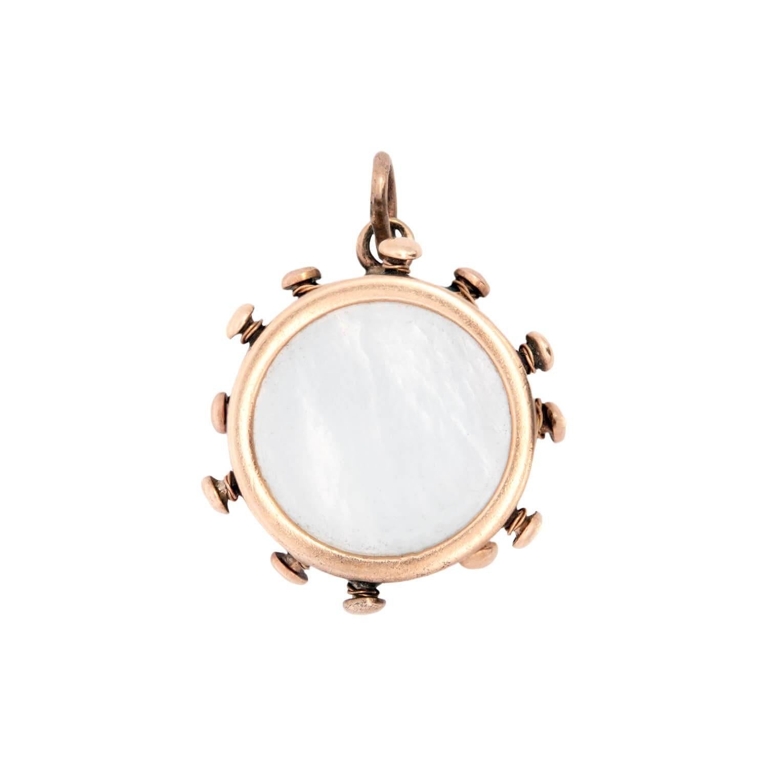 14K Gold Retro Mother of Pearl Snare Drum Charm Pendant - Vintage Musical Jewelry Gift for Drummers & Music Lovers - Perfect for Necklaces, Bracelets & Special Occasions