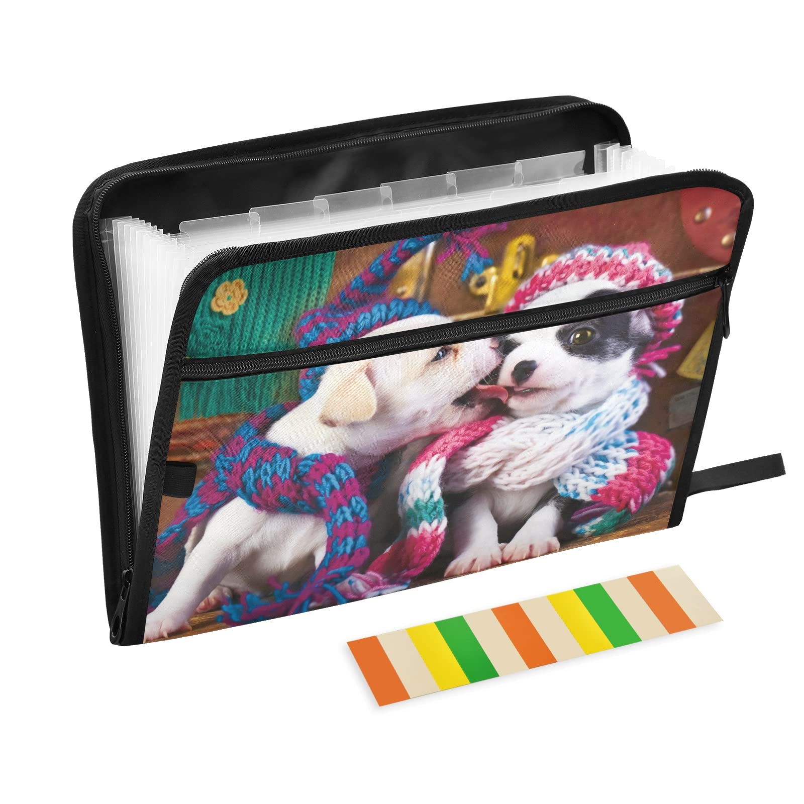 UMIRIKO 13 Pocket Expanding File Folder for Dogs & Puppies - A4 Size Accordion Organizer with Zipper Closure & Sticky Labels - Perfect for Pet Records, Vet Documents & Training Papers Organization