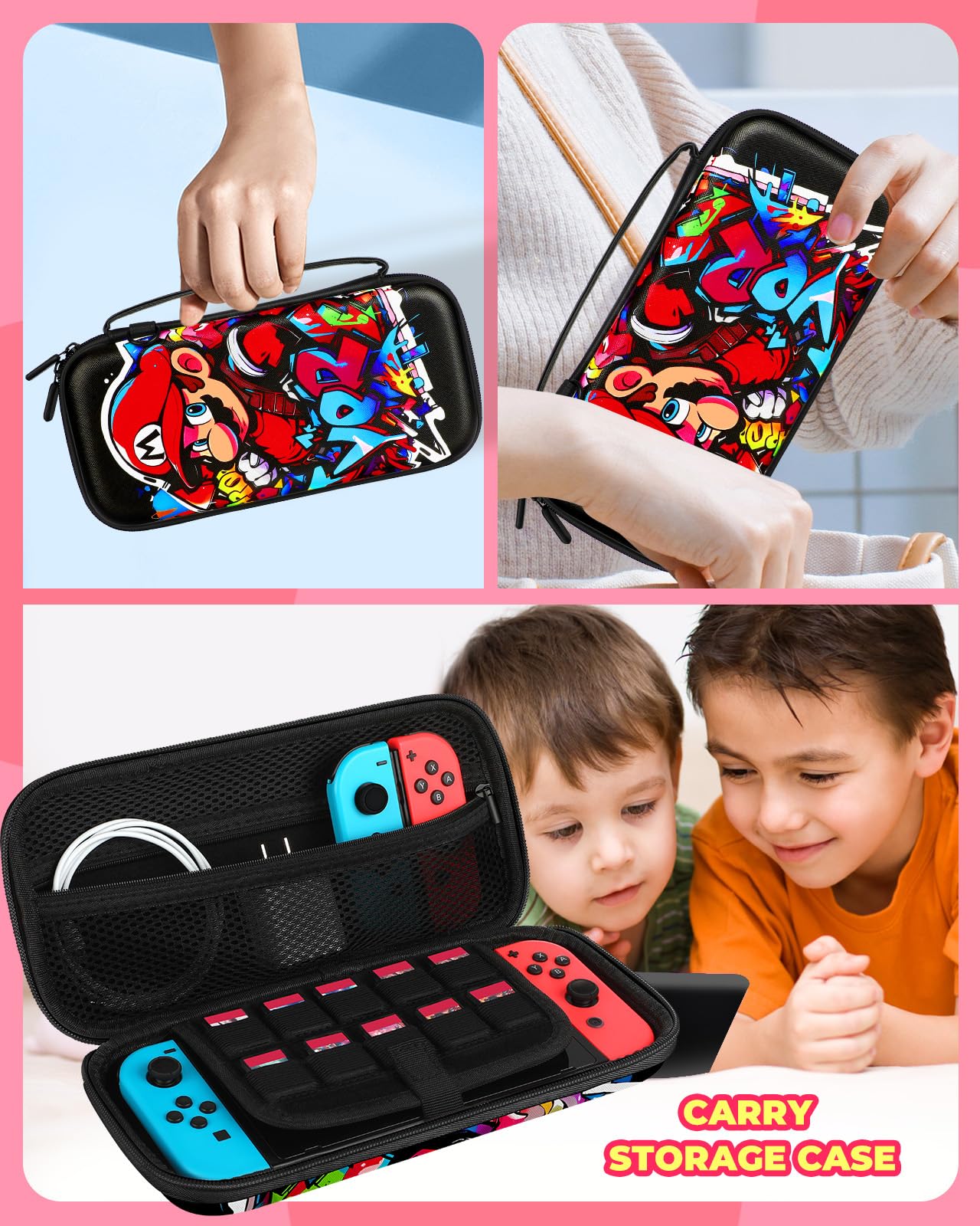 Cute Kawaii Switch Case for Kids & Teens - Hard Shell Travel Pouch for Nintendo Switch/OLED - Perfect for Gaming On-the-Go