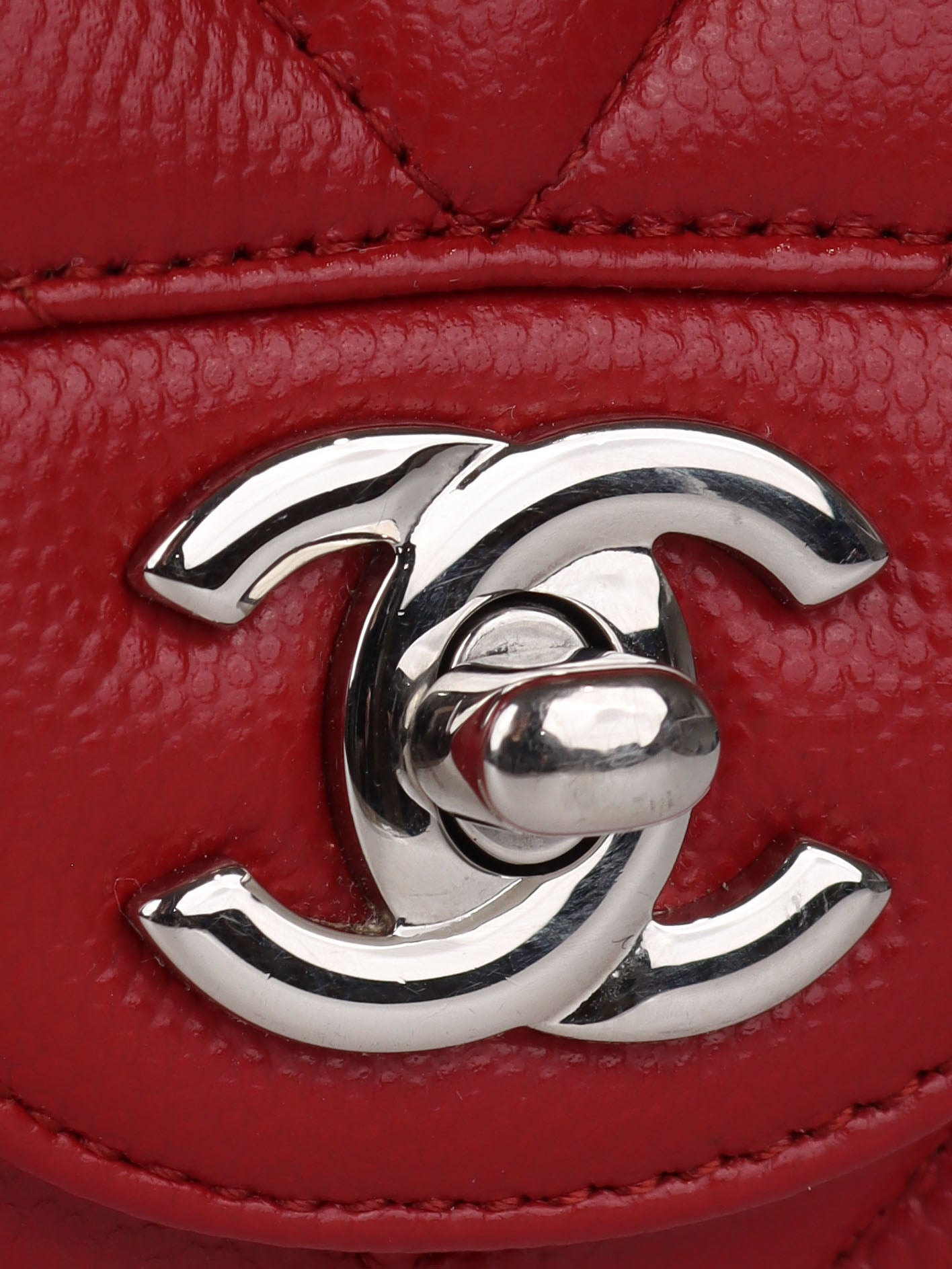 Chanel Red Caviar Chevron Mini Square Classic Flap Bag with Silver Hardware - Luxury Crossbody Purse for Women, Perfect for Evening Parties & Special Occasions