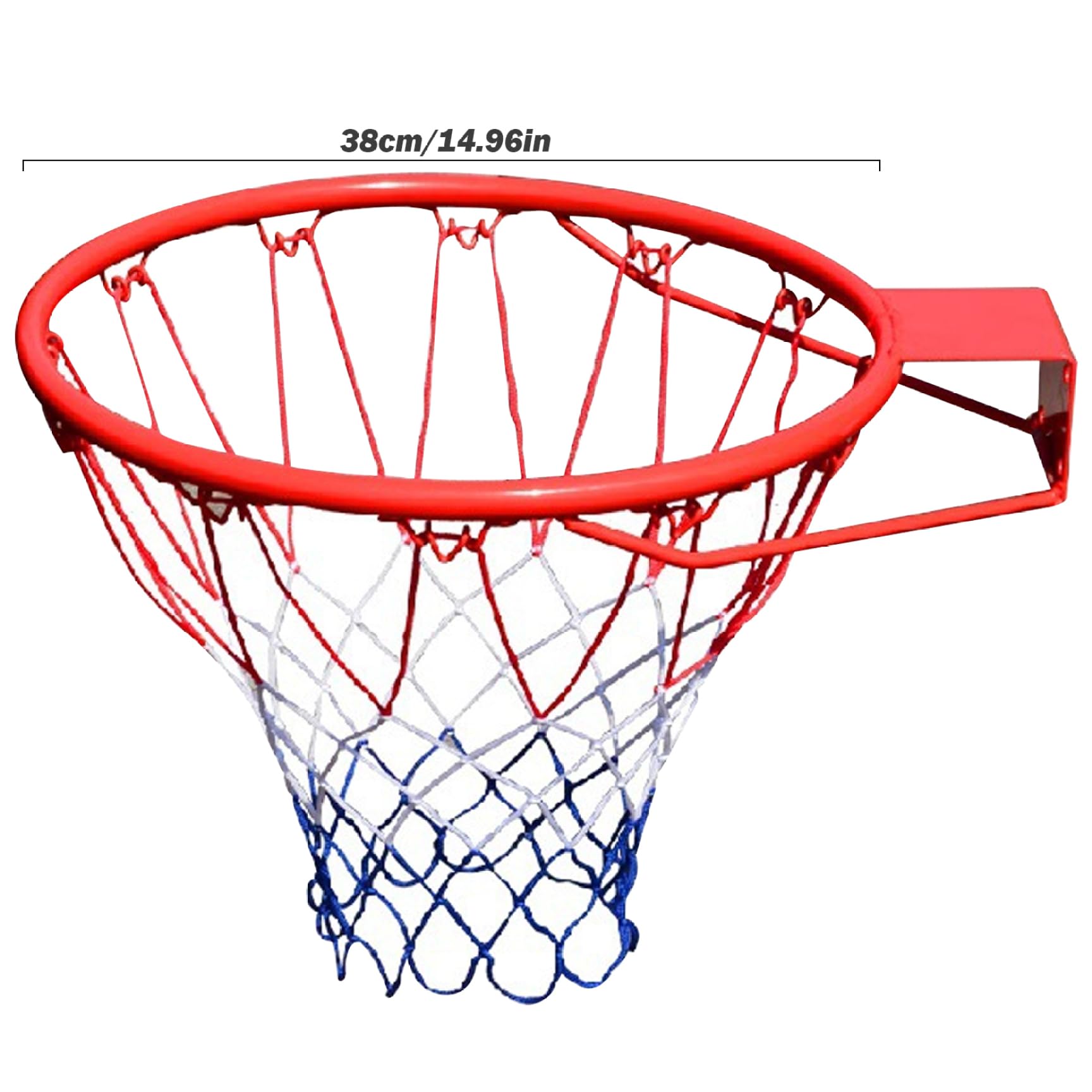 15 Inch Steel Basketball Rim Replacement with Net - Durable Wall Mount Hoop for Kids & Adults - Indoor & Outdoor Sports Equipment for Driveway, Backyard, Gym & Playground Use