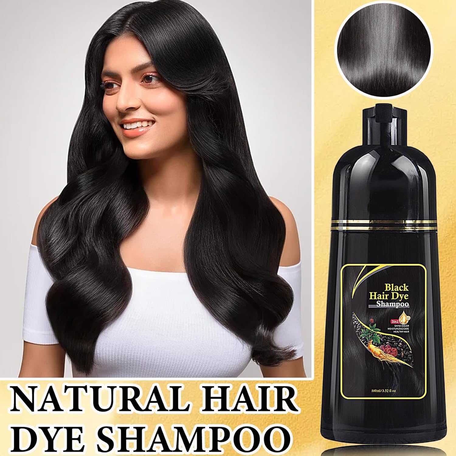 2PCS Collagen Hair Mask & Black Hair Dye Shampoo with Argan Oil - Deep Conditioning Treatment for Dry, Damaged Hair - Repair Cream for Women & Men | At-Home Salon Treatment for Color-Treated & Frizzy Hair