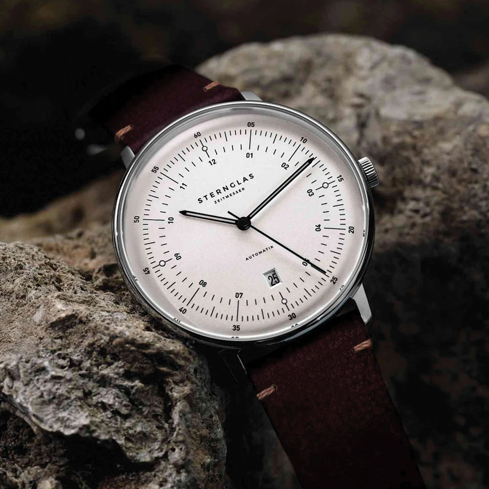 Hamburg Automatic 42mm Silver Watch with Genuine Leather Strap - Perfect for Business, Casual Wear & Special Occasions