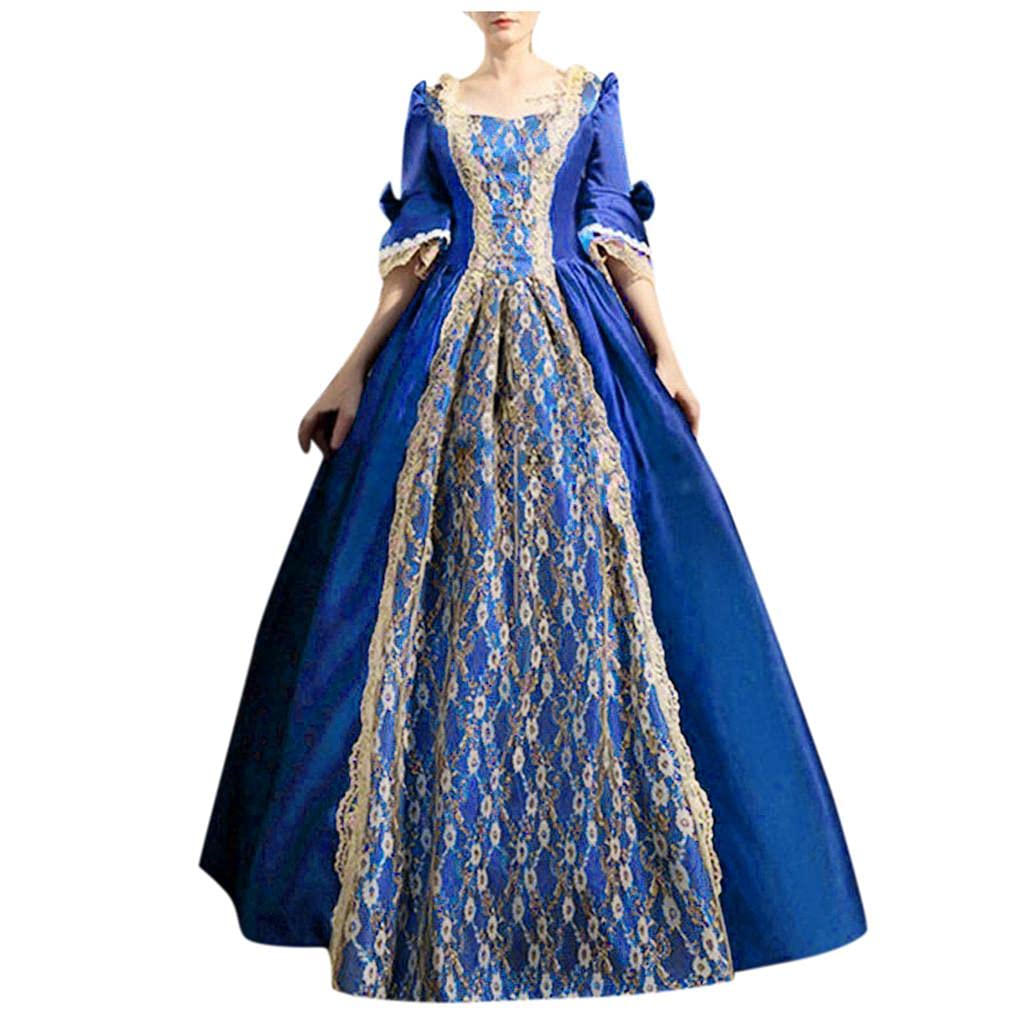 Steampunk Dress for Women - Plus Size Vintage Gothic Medieval Renaissance Dress with 3/4 Sleeves | Perfect for Cosplay, Halloween, Renaissance Fairs & Themed Parties