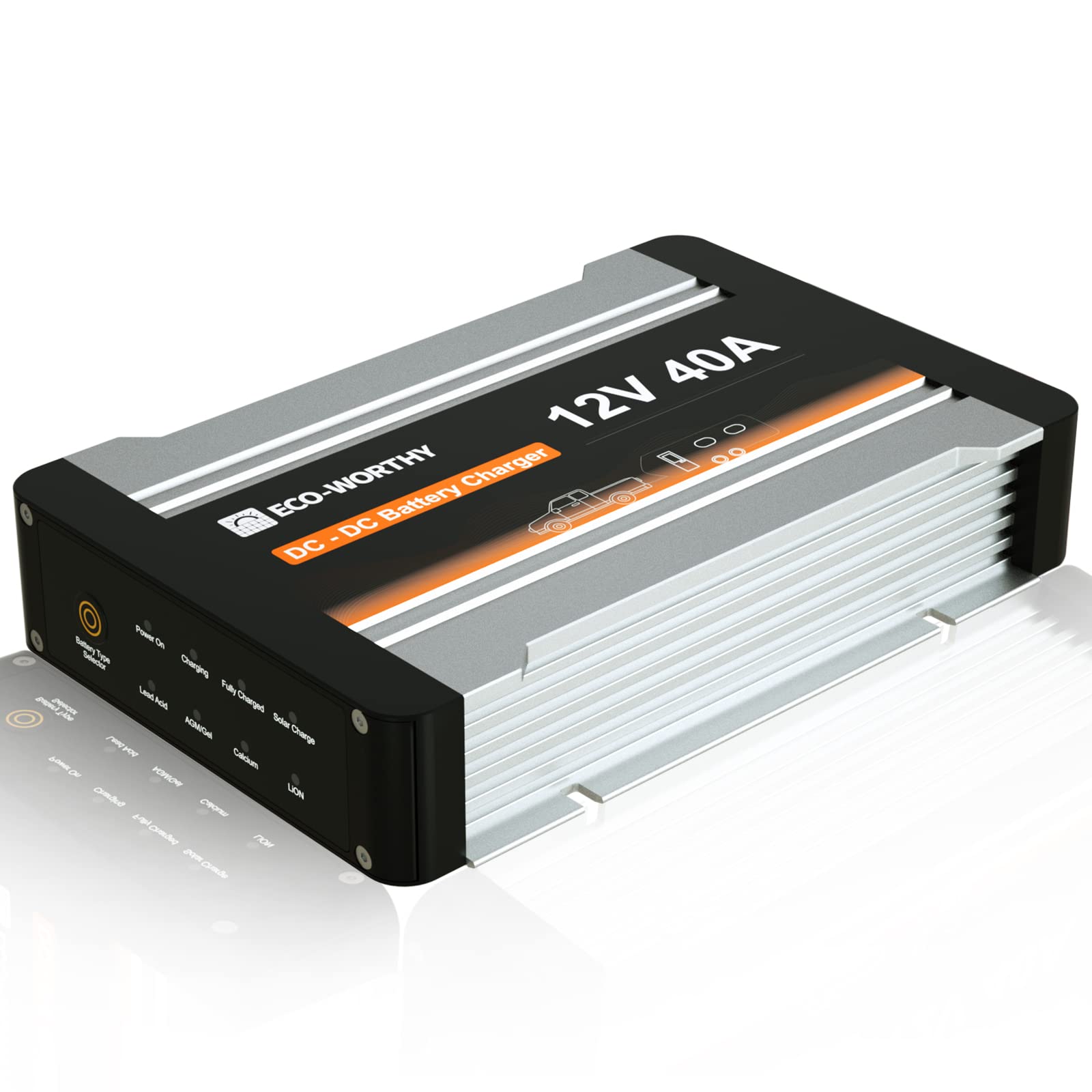 ECO-WORTHY 12V 40A DC to DC Charger with MPPT - Solar Charge Controller & On-Board Battery Charger for Lithium, Gel, AGM Batteries - Compatible with Solar Panels & Alternators - Perfect for RVs, Trailers, Boats, Yachts & Off-Grid Power Systems