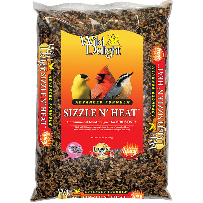 Wild Delight Sizzle N' Heat Premium Bird Seed - 14 lb Bag for Wild Birds - Attracts Cardinals, Finches & Woodpeckers - Perfect for Backyard Bird Feeders & Wildlife Watching
