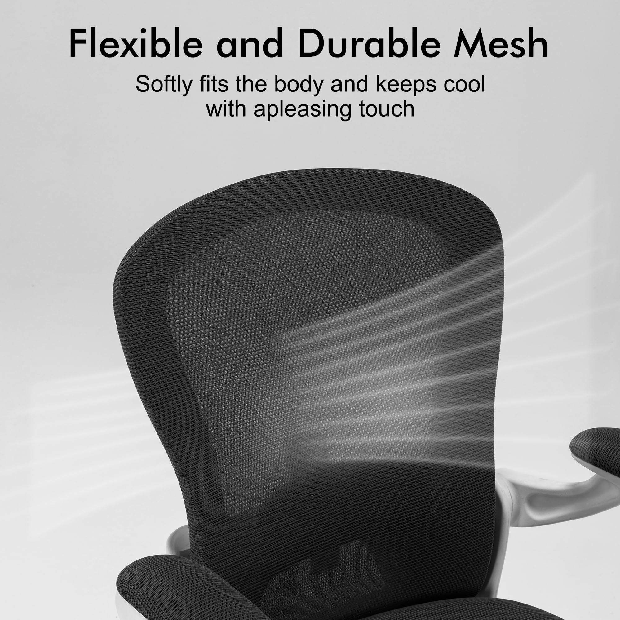 Ergonomic Office Chair with Lumbar Support - Adjustable Mesh Computer Gaming Chair for Home Office, Bedroom & Workspace - Swivel Task Chair with Armrests (White) - Perfect for Long Hours of Work, Gaming & Studying