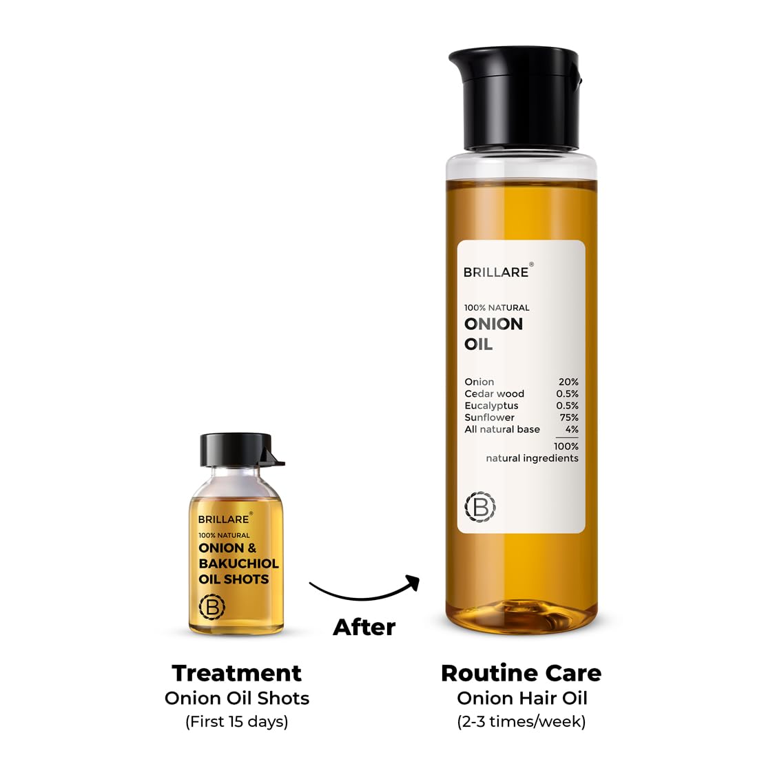 Brillare Onion Hair Oil with Cedarwood & Sunflower Oil - 100% Natural Hair Fall Control Treatment, Refreshing Fragrance, 100ml - Promotes Hair Growth & Reduces Breakage for Thicker, Healthier Hair (Perfect for Daily Hair Care & Scalp Massage)