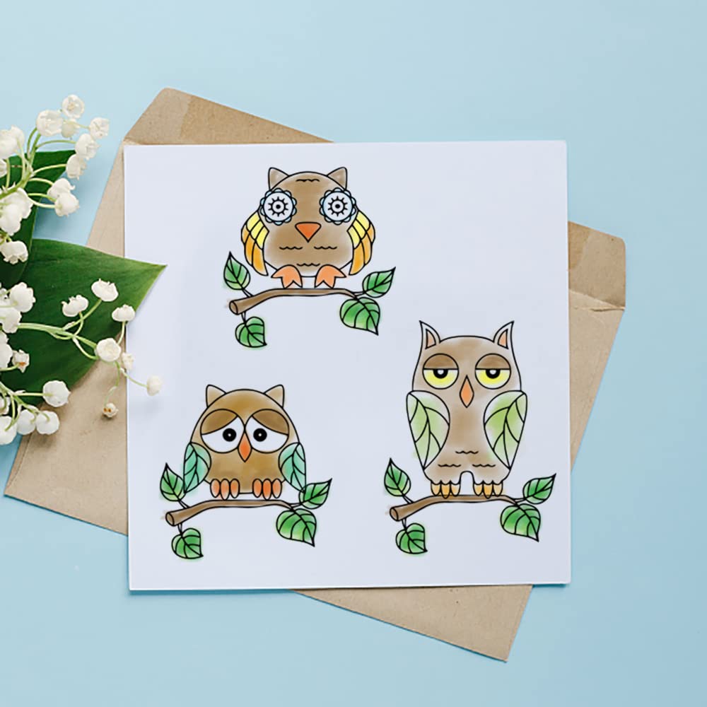 Owls Cutting Dies and Clear Stamps Set - Animal Tree Stamps with Die Cuts for Card Making, DIY Scrapbooking, Photo Albums | Birds & Wildlife Embossing Stencil Templates for Craft Decoration | Perfect for Greeting Cards, Journals, and Home Decor Projects