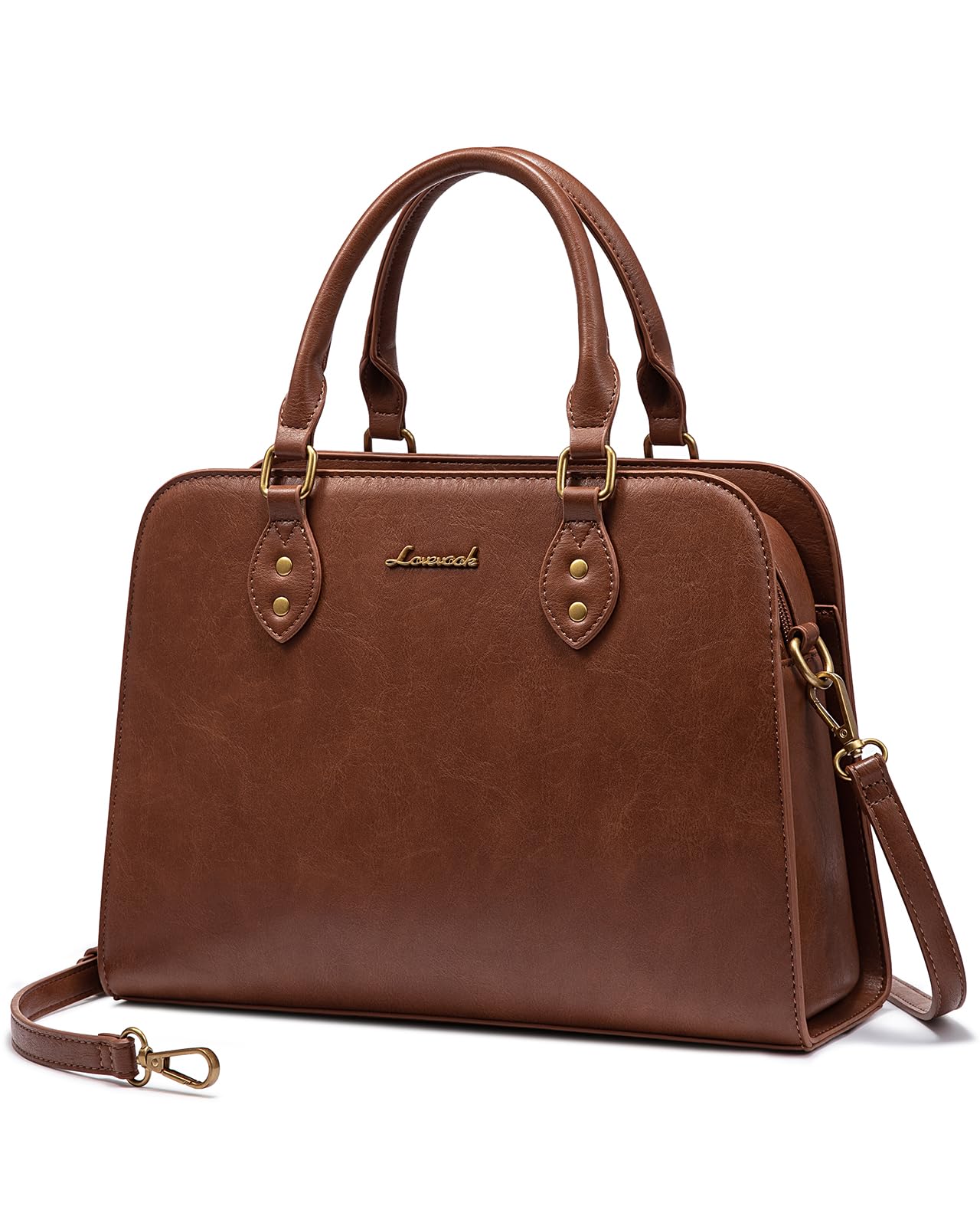 LOVEVOOK Vintage Leather Handbags for Women - Top Handle Shoulder Bag Satchel Tote Crossbody Purse - Elegant Ladies Bags for Work, Travel & Everyday Use