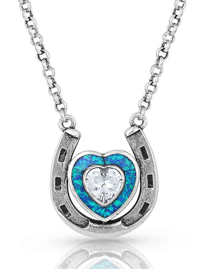 Montana Silversmiths NC4923 Women's The Love Inside Luck Horseshoe Necklace in Sterling Silver - Perfect Gift for Her, Birthday, Anniversary & Everyday Wear