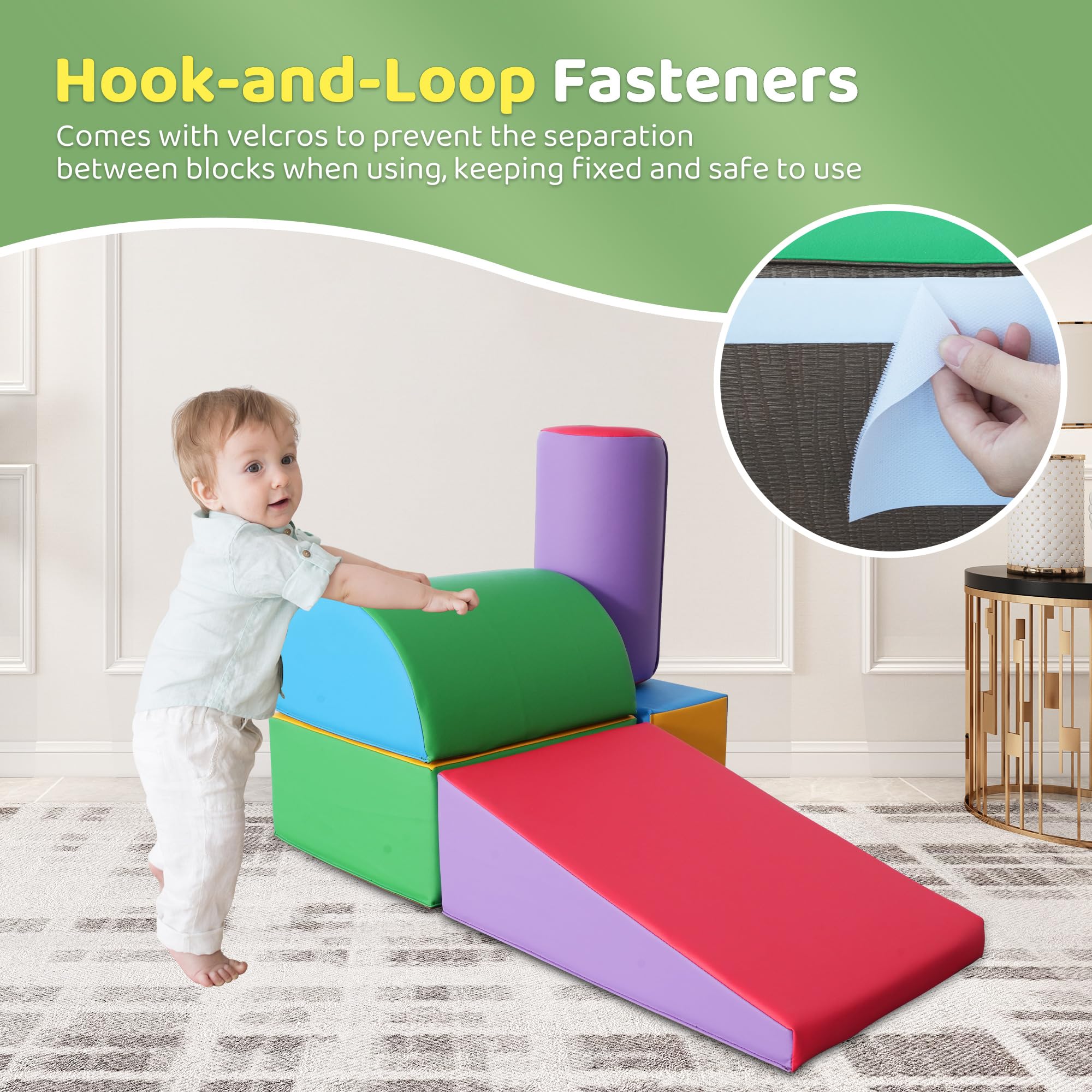 Foam Climbing Blocks for Toddlers 1-3 Years - 5-Piece Indoor Active Play Set for Kids, Safe Climb and Crawl Activity Toys for Home, Preschool & Daycare - Perfect for Developing Motor Skills & Active Playtime