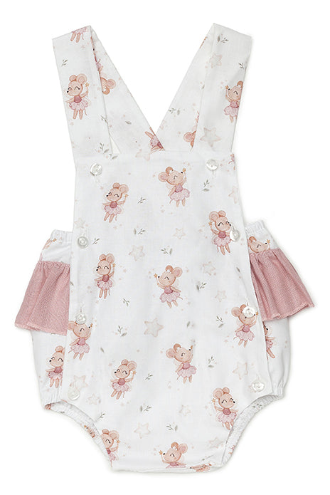 Abigail Dusky Pink Ballerina Mouse Romper - Cute Baby Girl Outfit for Parties, Photo Shoots & Special Occasions