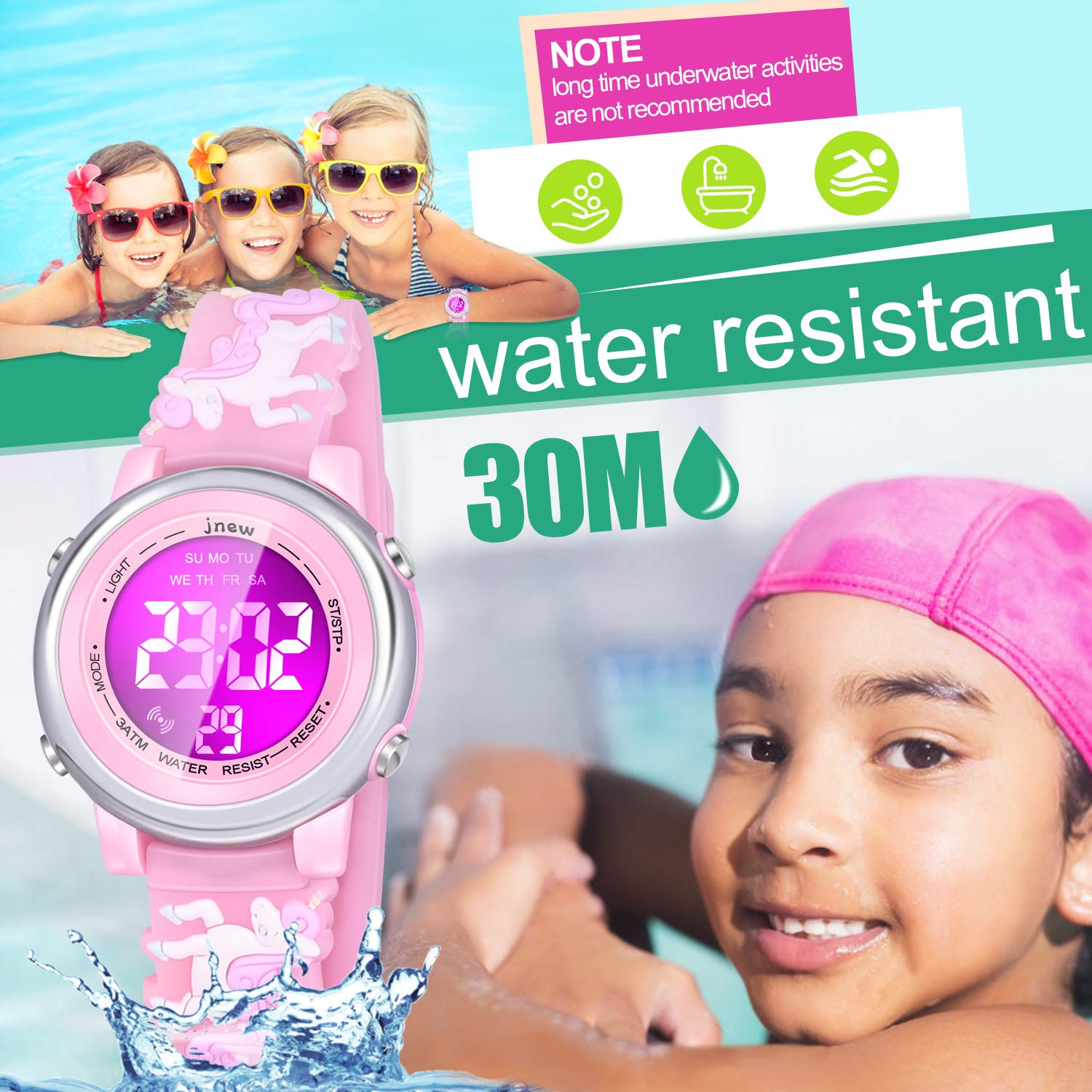 Waterproof Digital Watch for Girls Age 3-10 with Alarm - Best Birthday & Christmas Gift for Little Girls - Perfect for School, Swimming & Outdoor Activities