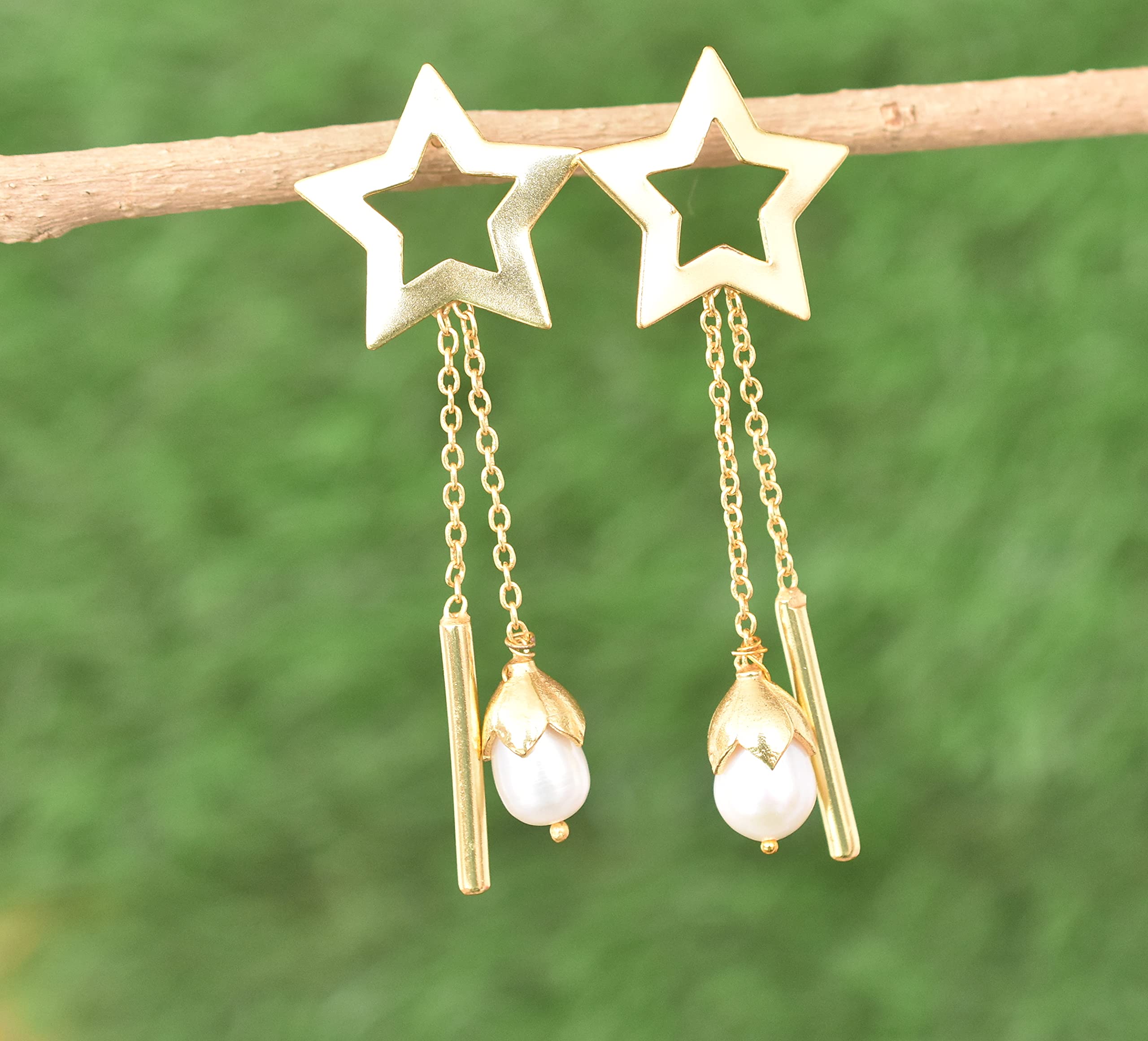 18K Yellow Gold Plated Handmade Earrings for Women - Fashion Jewelry Gift for Her - Designer Gold Filled Earrings VE-404 - Perfect for Weddings, Parties & Special Occasions