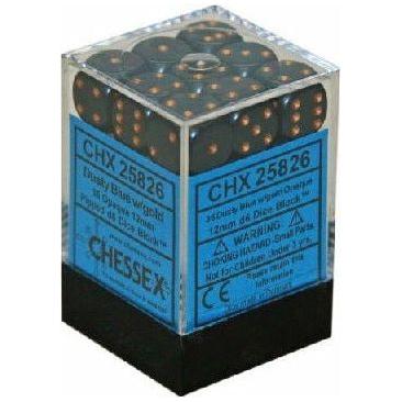 36-Piece Opaque D6 Dice Set in Dusty Blue & Copper - Perfect for Dungeons & Dragons, Board Games, and Tabletop RPGs
