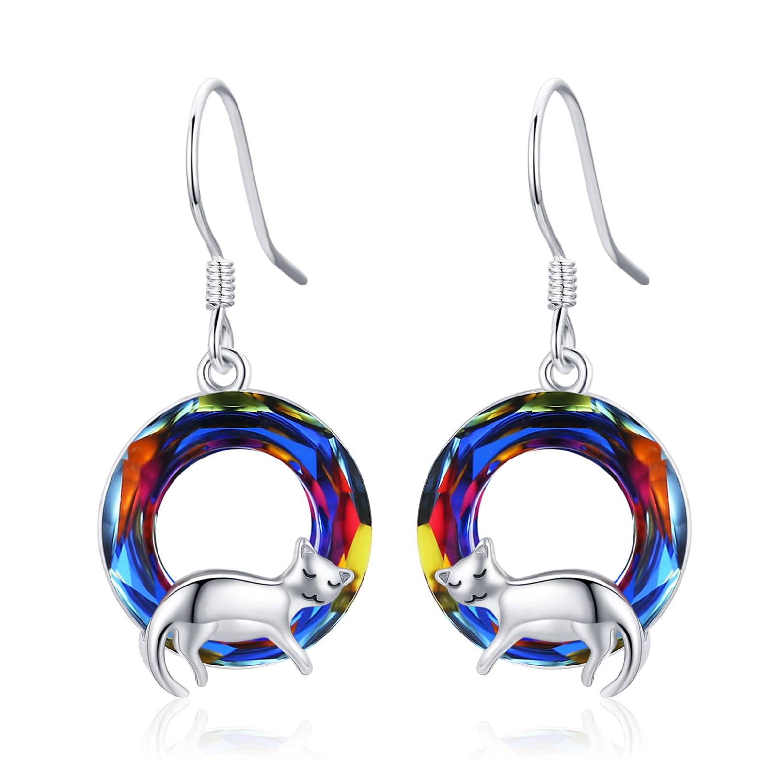 Hypoallergenic 925 Sterling Silver Dog Cat Pet Paw Print Dangle Drop Earrings for Sensitive Ears - Animal Jewelry Gifts for Women & Girls - Perfect for Pet Lovers, Daily Wear & Special Occasions