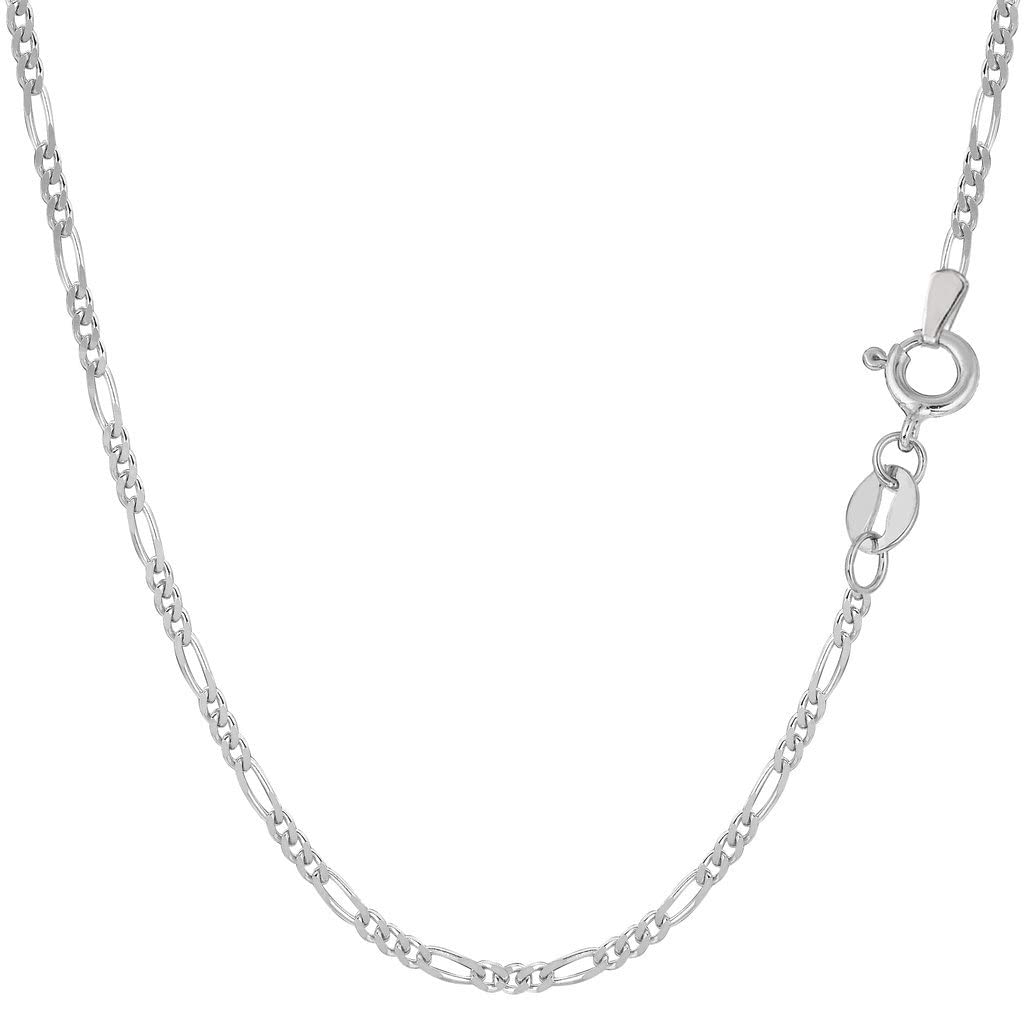 14K Solid Yellow or White Gold 1.9mm Diamond-Cut Figaro Chain Necklace, Bracelet, or Anklet for Men - Classic Design with Spring-Ring Clasp (7