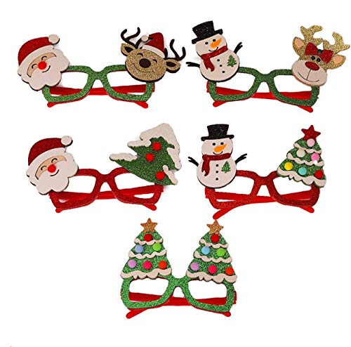 5PC Christmas Party Glasses - Cute Animal Cosplay Photo Props for Holiday Decorations & Festive Celebrations | Perfect for Christmas Parties, New Year Events & Themed Gatherings