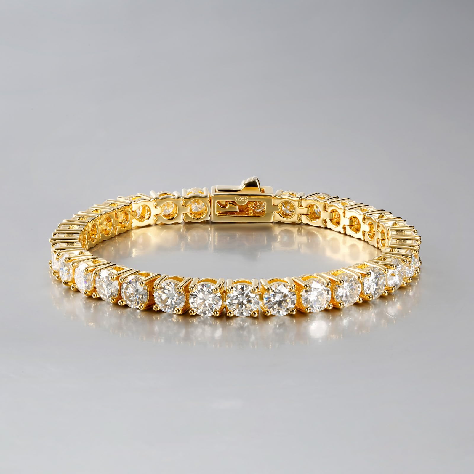 LANE WOODS Moissanite Tennis Bracelet for Women - 14K Gold Plated 925 Sterling Silver Simulated Diamond Bracelet, Elegant Jewelry Gift for Valentine's Day, Anniversary, Birthday & Special Occasions