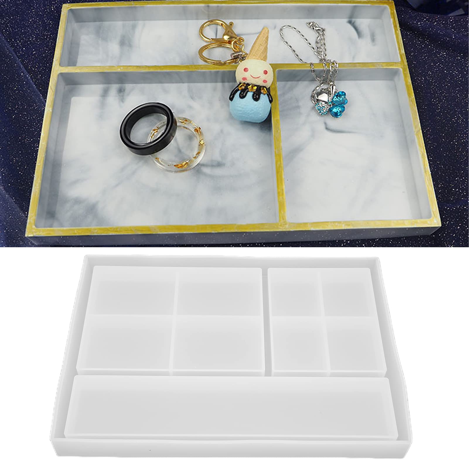 Yinhing Silicone Resin Mold - Multi Grid Jewelry Tray Molds for DIY Crafts, Epoxy Resin, Candy Storage & Nail Art Display | Reusable Rectangle Silicone Mold for Organizing Beads, Resin Art, Chocolate Making & Craft Showcase