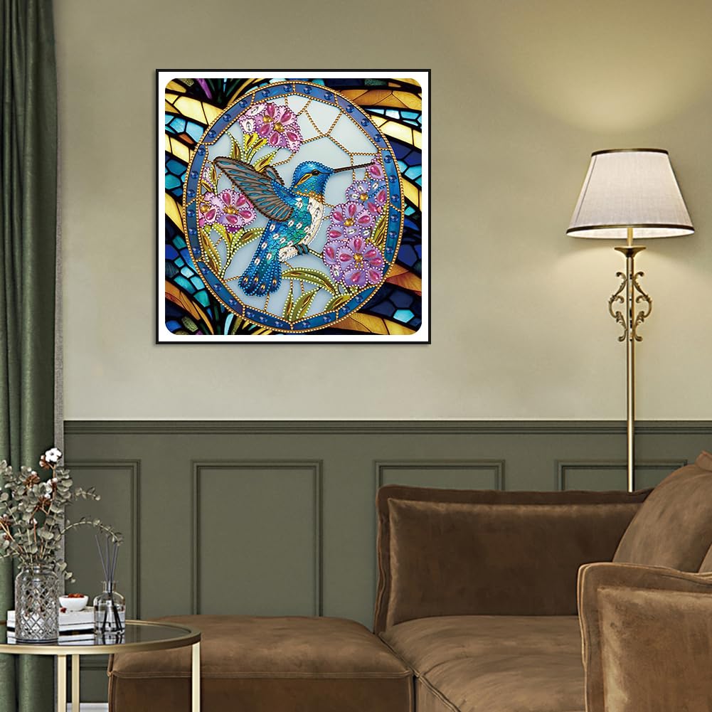 5D Diamond Painting Kit for Adults Beginners - Special Shape Hummingbird Crystal Rhinestones Art, 12x12 Inch DIY Wall Decor, Home Decoration Gift (Perfect for Relaxation, Stress Relief & Creative Hobbies)