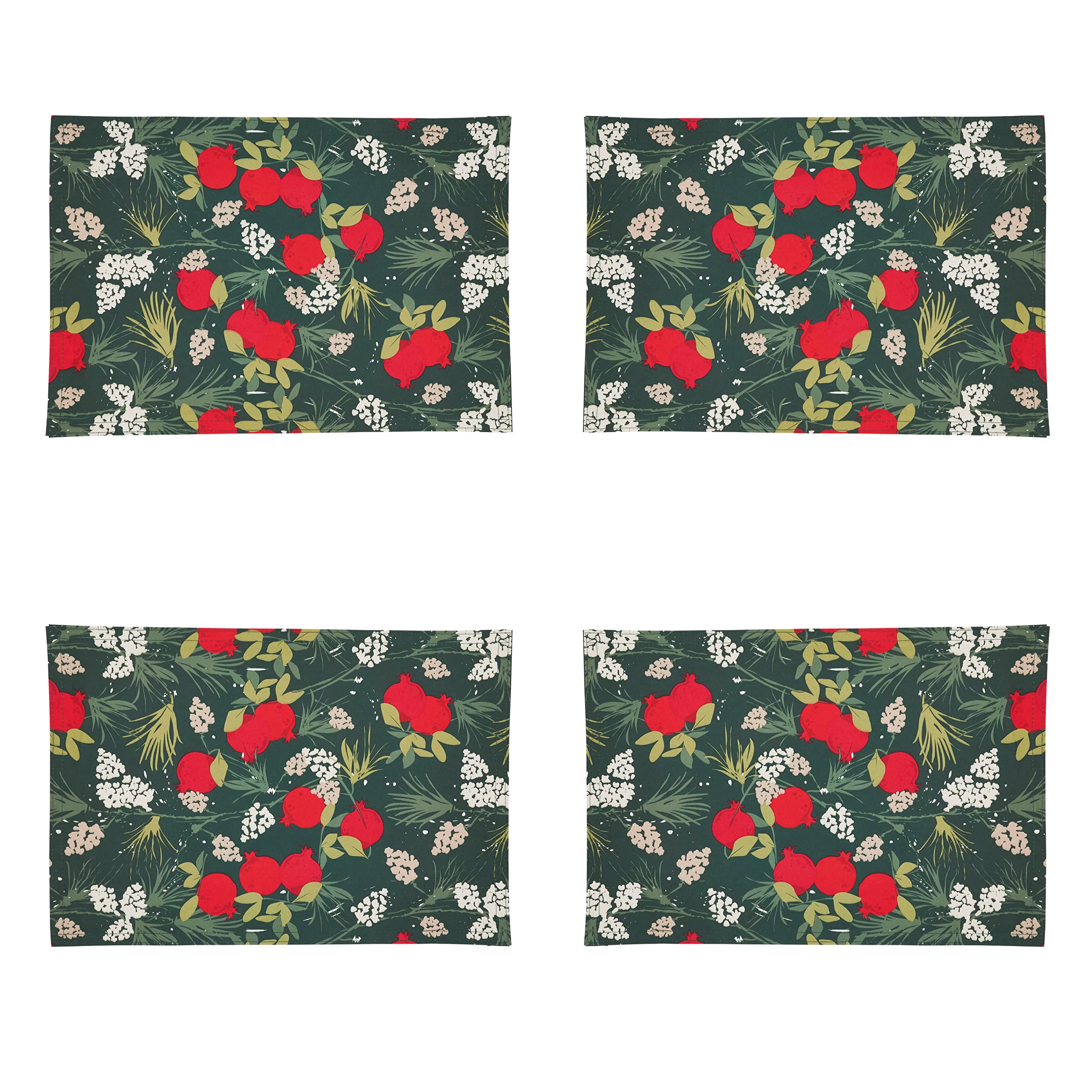 Premium Holiday Pomegranate Placemats Set of 4 - Christmas Table Decor, Thanksgiving Dinner Mats, Festive Dining Accessories for Seasonal Celebrations & Home Decor