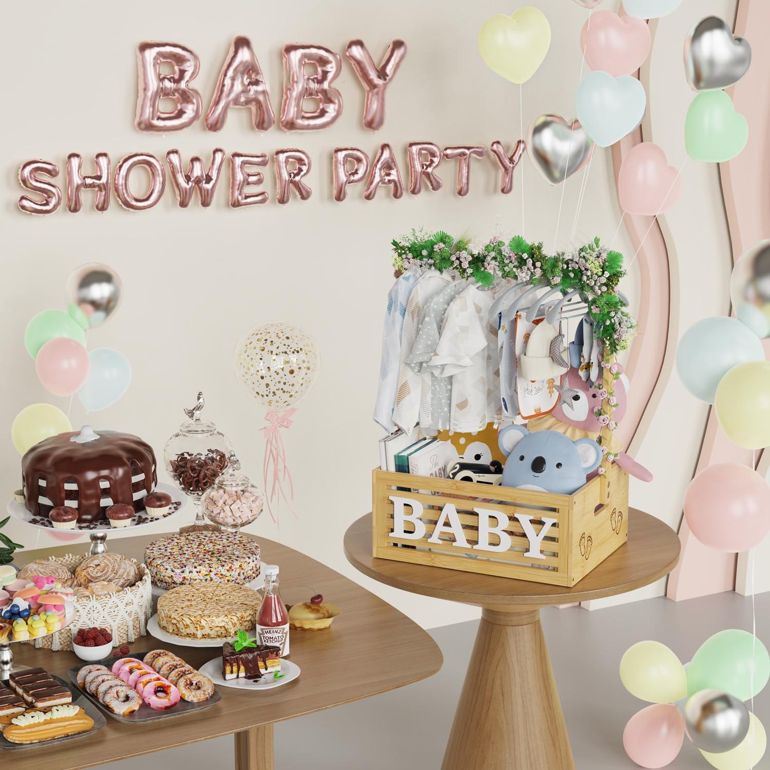 Baby Shower Gift Basket with Handle - Bamboo Storage Hamper & Welcome Crate for Newborn Boys Girls - Perfect Pregnancy Gift for New Parents (Natural) - Ideal for Baby Showers, Nursery Storage & New Parent Gifts