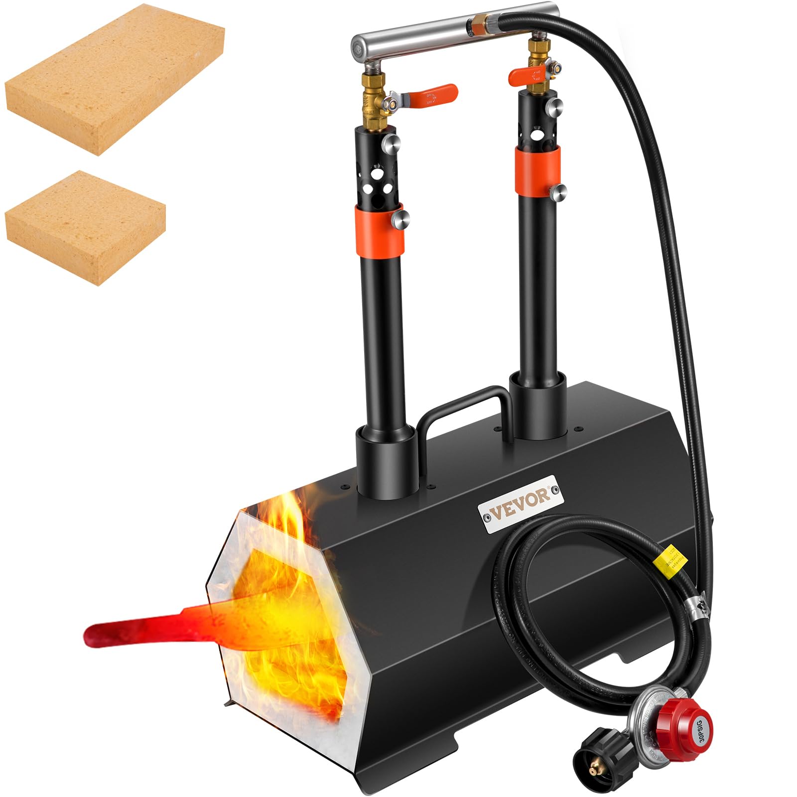 VEVOR Portable Propane Forge Kit - 2 Burner Double Knife Making & Blacksmithing Furnace with Large Capacity for Farrier, Metalworking, and DIY Projects - Perfect for Knife Making, Horseshoeing, and Metal Crafting