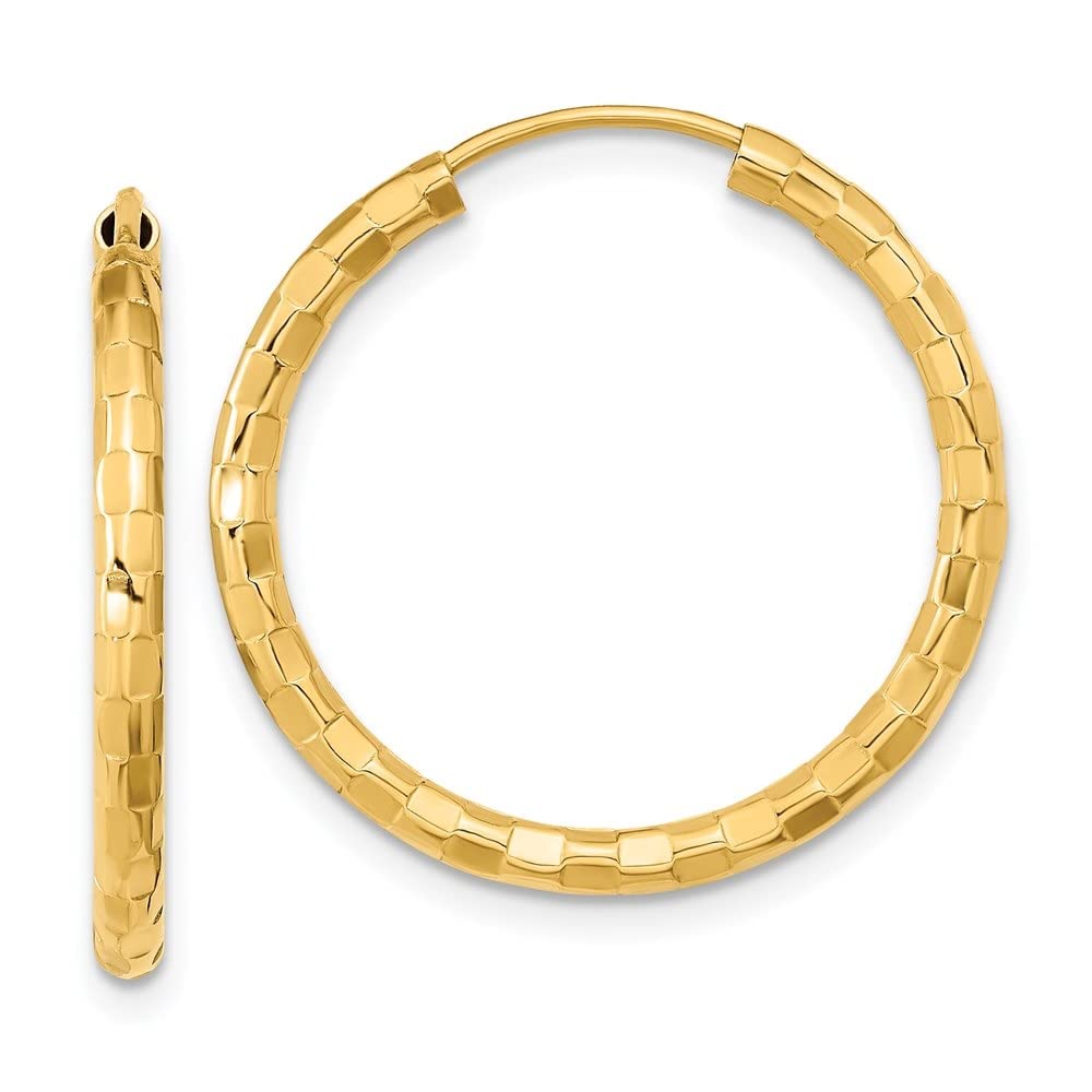 14K Yellow Gold Polished Faceted 2.5mm Hoop Earrings for Women - Elegant Everyday & Special Occasion Jewelry by Diamond2Deal