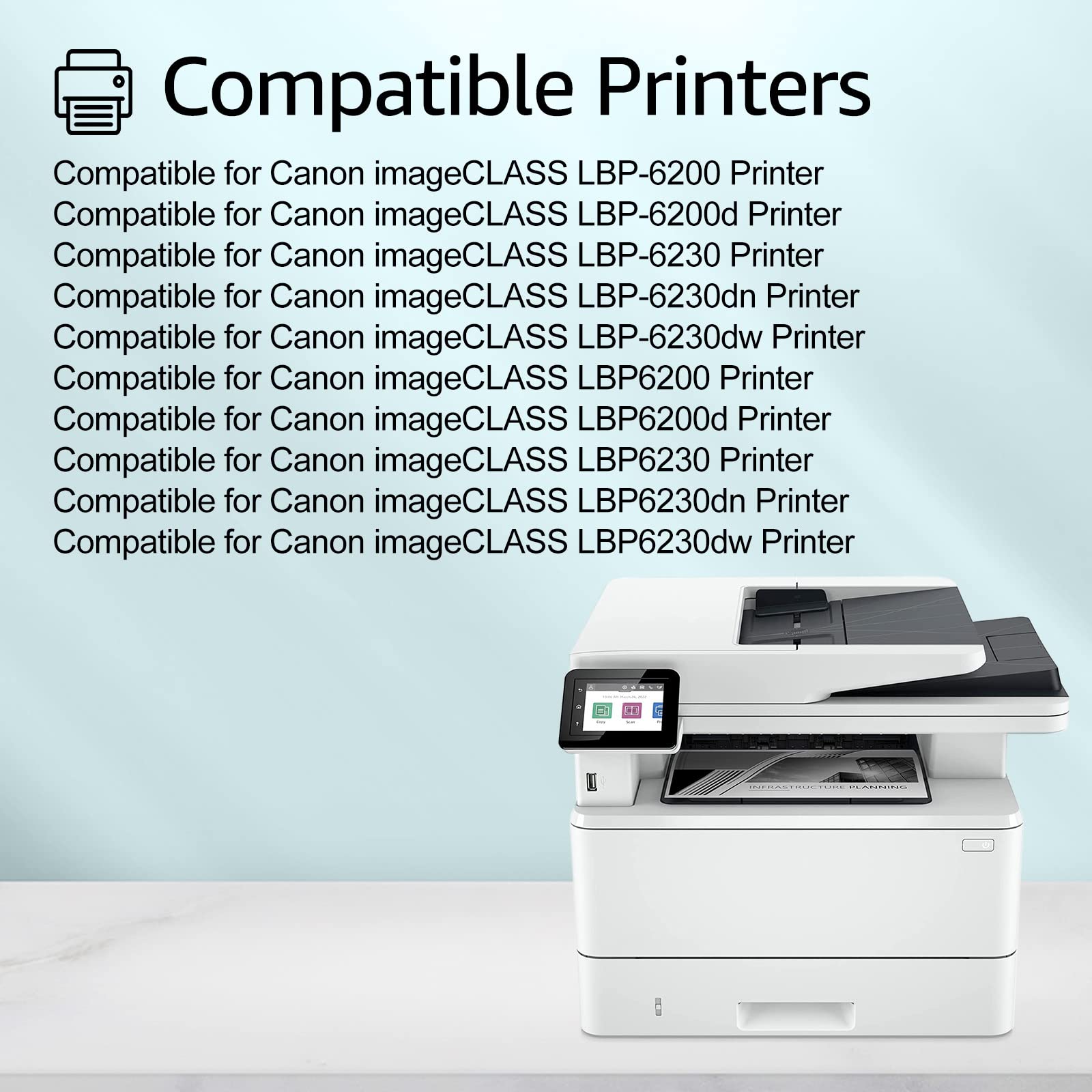 Greencycle 5-Pack Compatible Toner Cartridge Replacement for Canon 126 Black CRG126 3483B001 - Works with ImageClass LBP6200d, LBP6230dw, LBP6230dn Wireless Laser Printers - High-Quality Printing for Office Documents, Reports & Home Use
