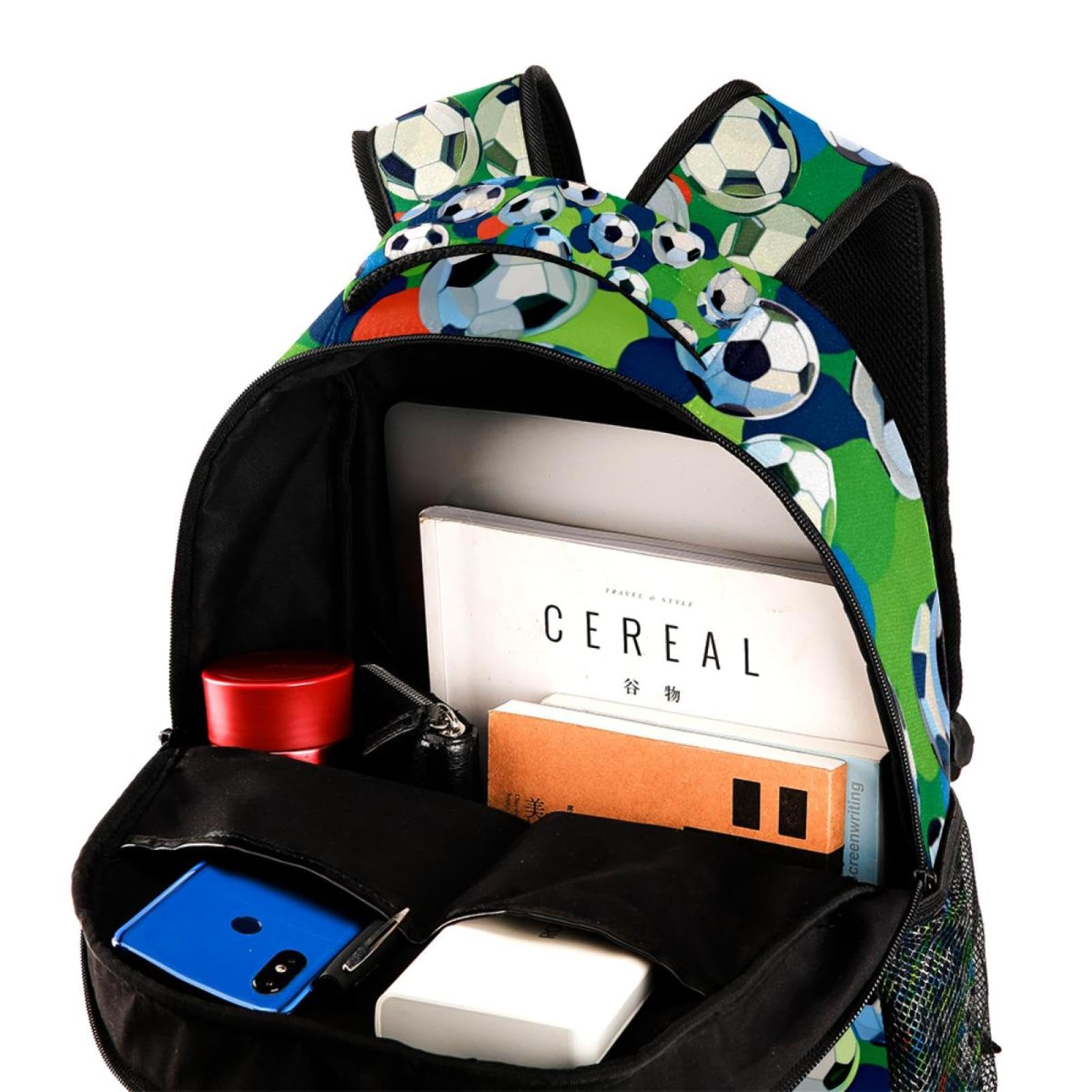Lightweight Travel Backpack - Small Carry On Backpack with Football Soccer Ball Floral Design | Perfect for School, Gym, Hiking & Weekend Getaways