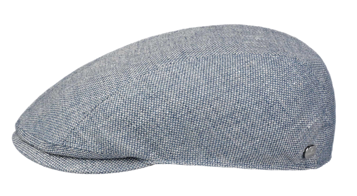 Lierys Pale Blue Linen Cotton Speckled Pattern Flat Cap - Stylish Unisex Hat for Outdoor Activities, Travel & Casual Wear