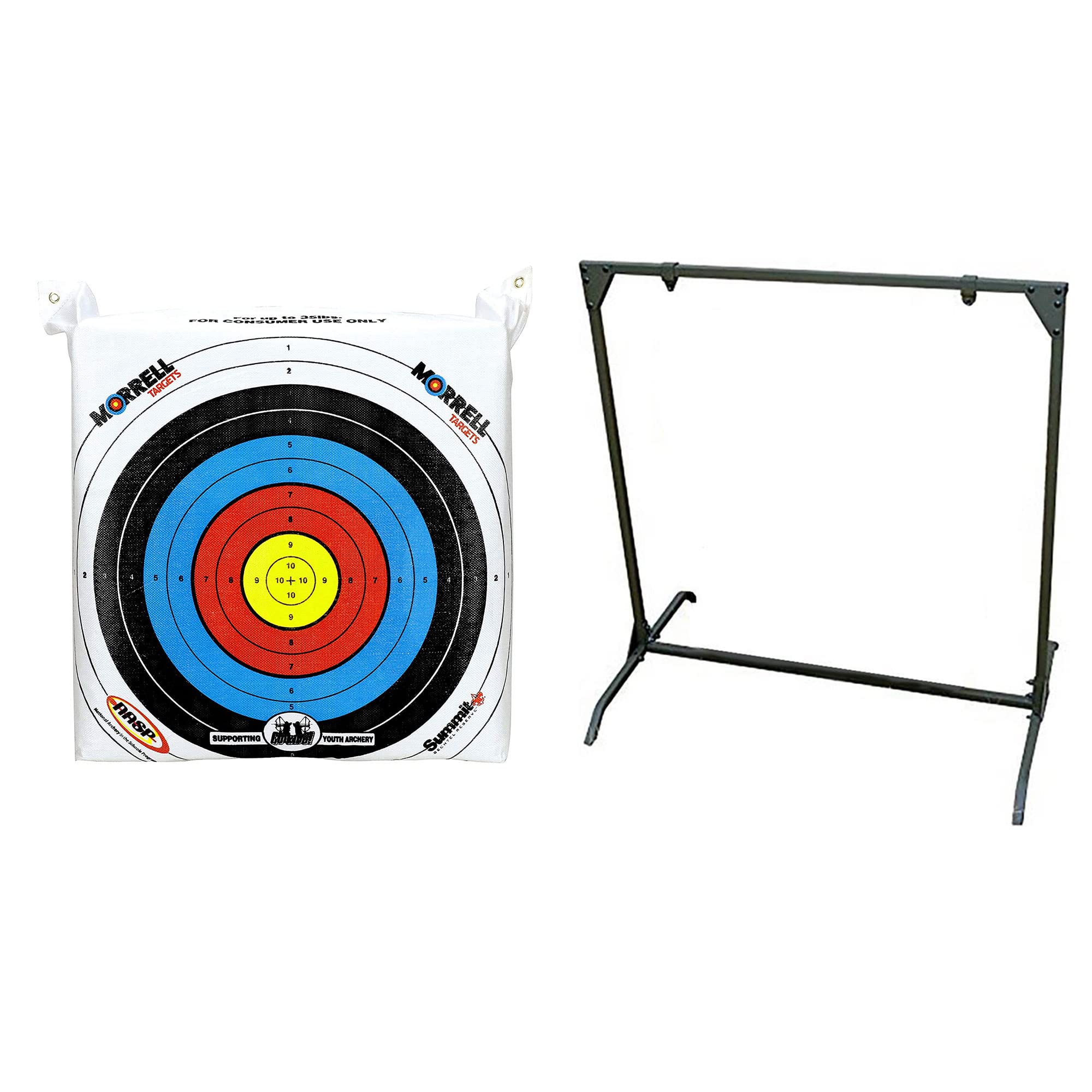 Morrell Lightweight Portable Youth NASP Field Point Archery Target Bag with 30-Inch Stand - Olive Green | Perfect for Outdoor Practice, Backyard Training & Archery Competitions