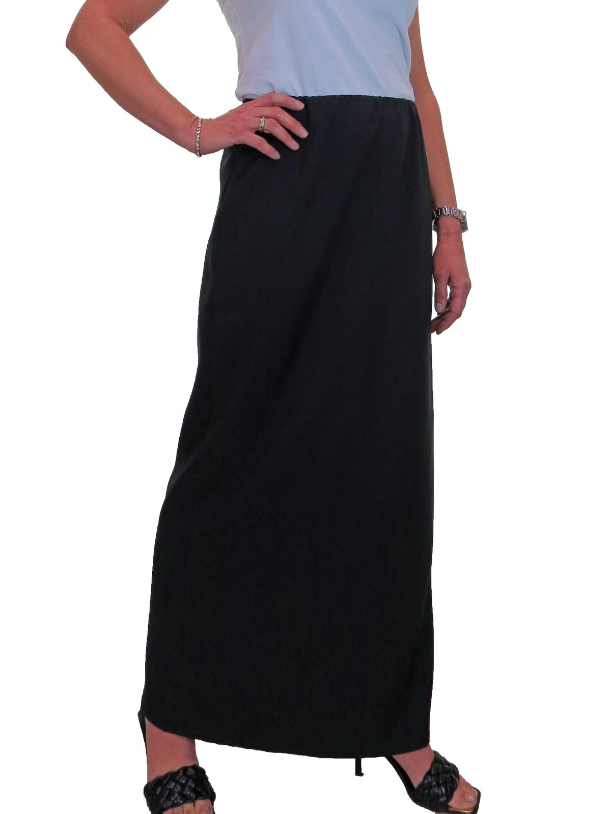 Stylish Women's Elastic Waist Maxi Skirt - Elegant Full Length Straight Skirt for Ladies (Sizes 10-22) | Perfect for Office Wear, Casual Outings & Special Occasions