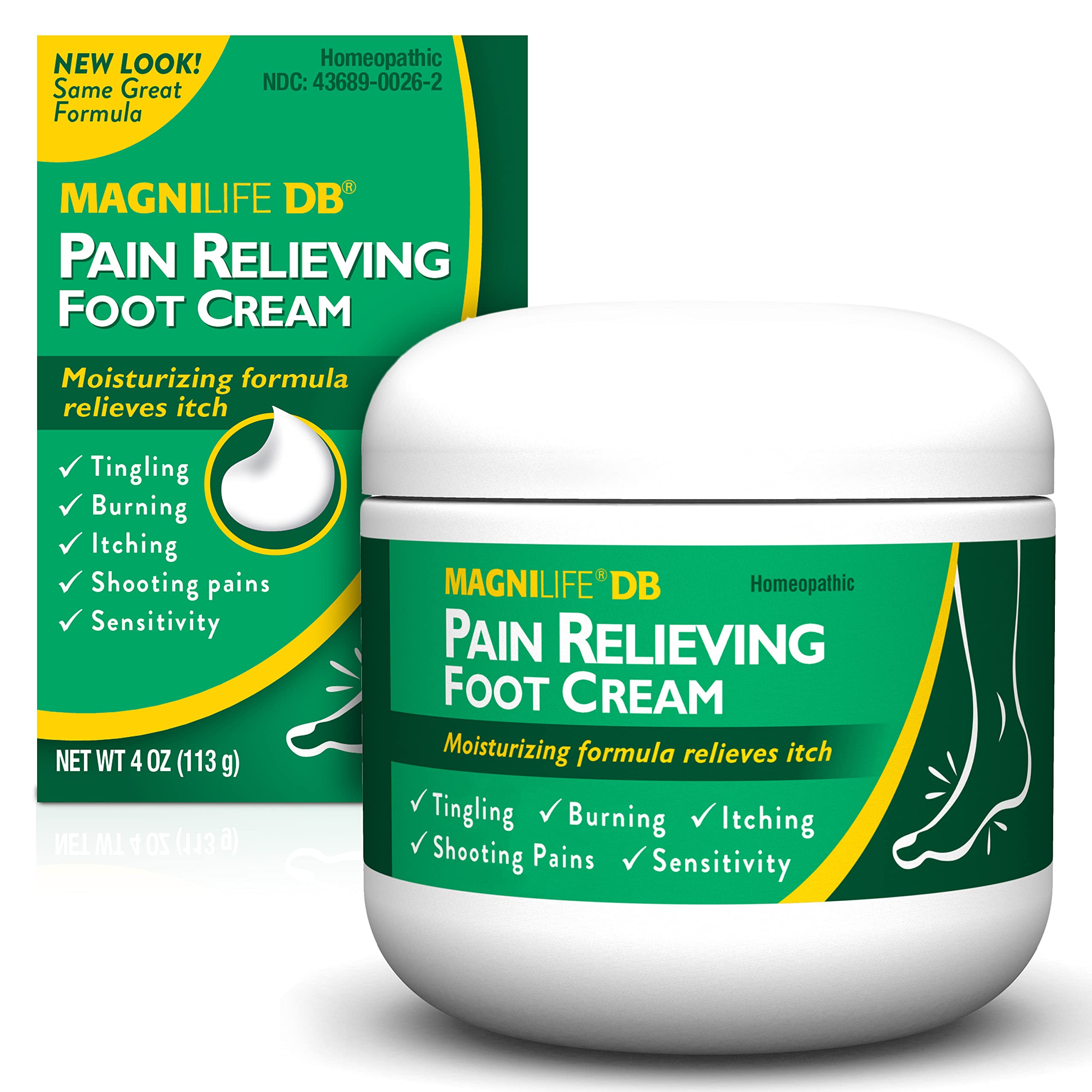 MagniLife DB Foot Cream for Burning & Tingling Relief - Soothes Dry, Cracked, Itchy Skin - 4 oz Jar - Ideal for Diabetic Neuropathy & Sensitive Feet Care at Night