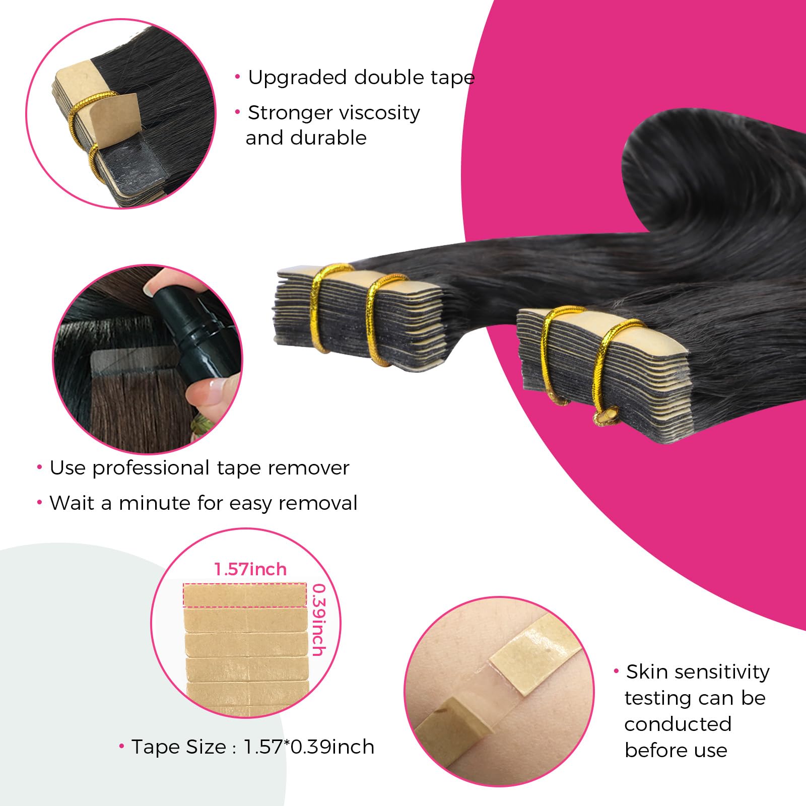 Lashey 40pcs 100g Natural Black Body Wave Human Hair Tape-in Extensions - 24 Inch Long Real Human Hair with Skin Weft for Women | Perfect for Volume Boost, Styling & Special Occasions