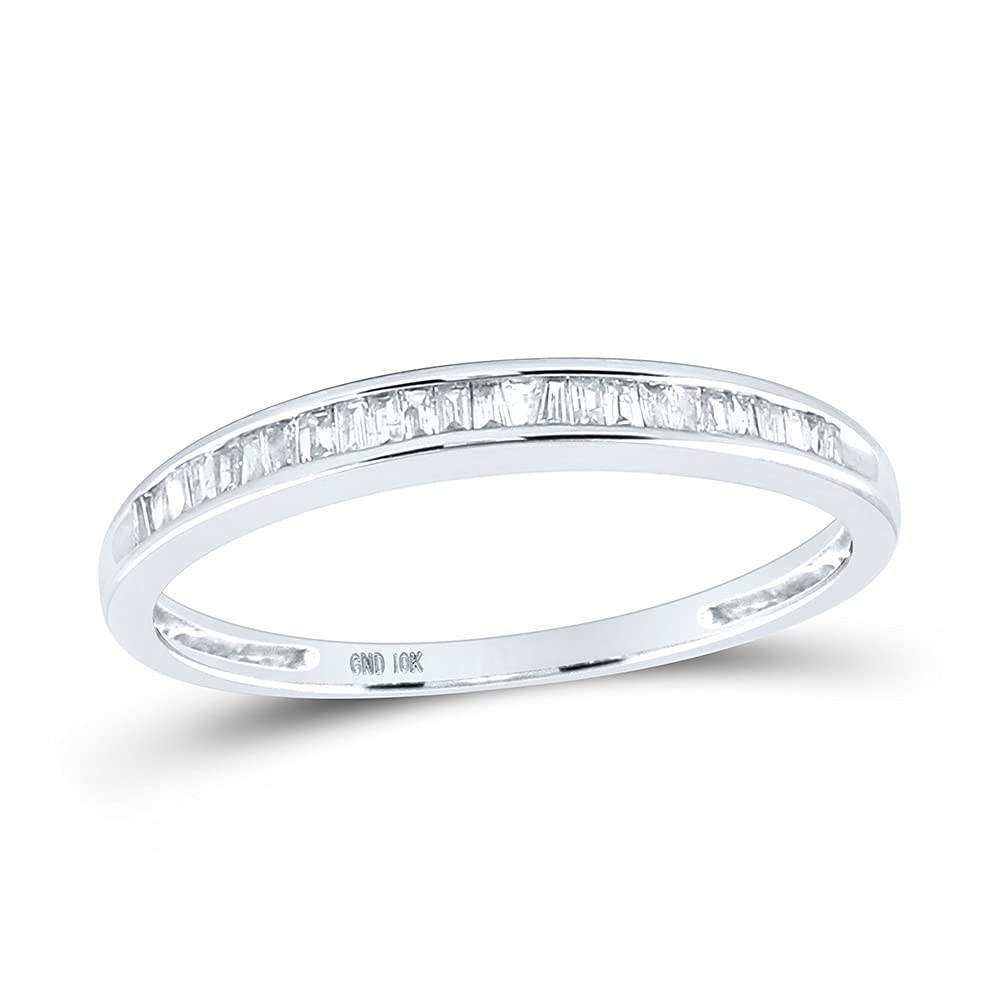 10K White Gold Women's Baguette Diamond Wedding Band - 1/6 CTTW Anniversary Ring for Her - Perfect for Engagements, Anniversaries & Special Occasions