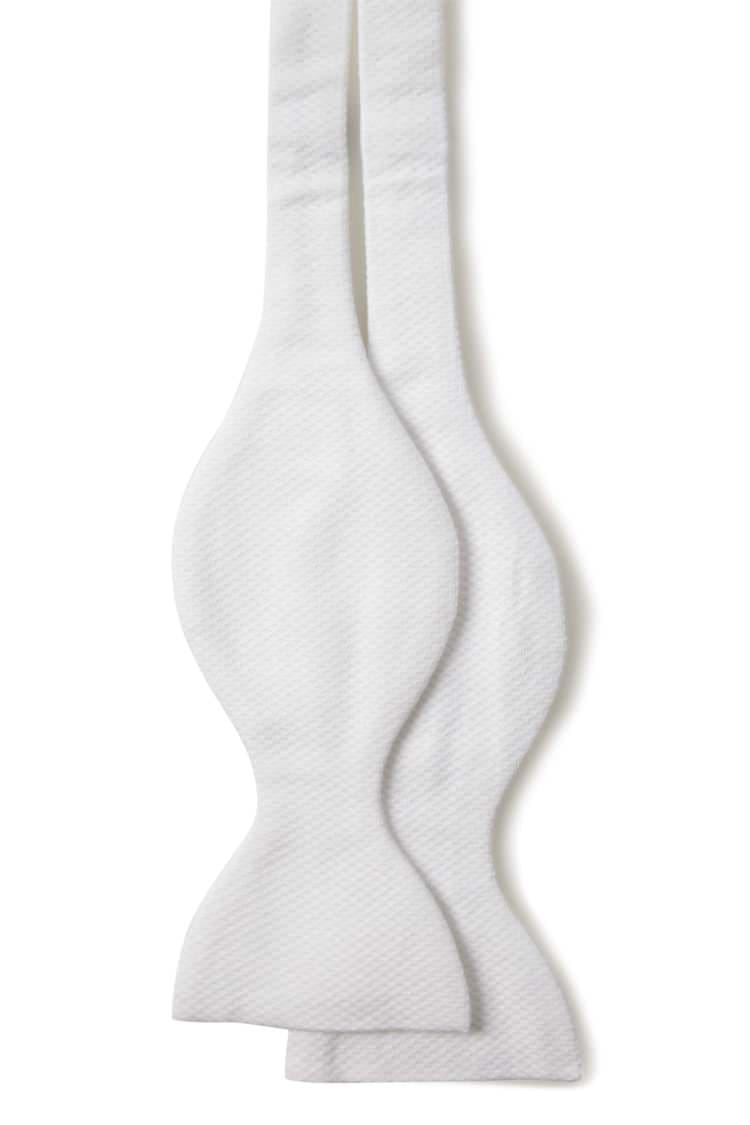LA Smith Self-Tie White Marcella Bow Tie - Adjustable One Size Fits All - Perfect for Weddings, Prom & Formal Events