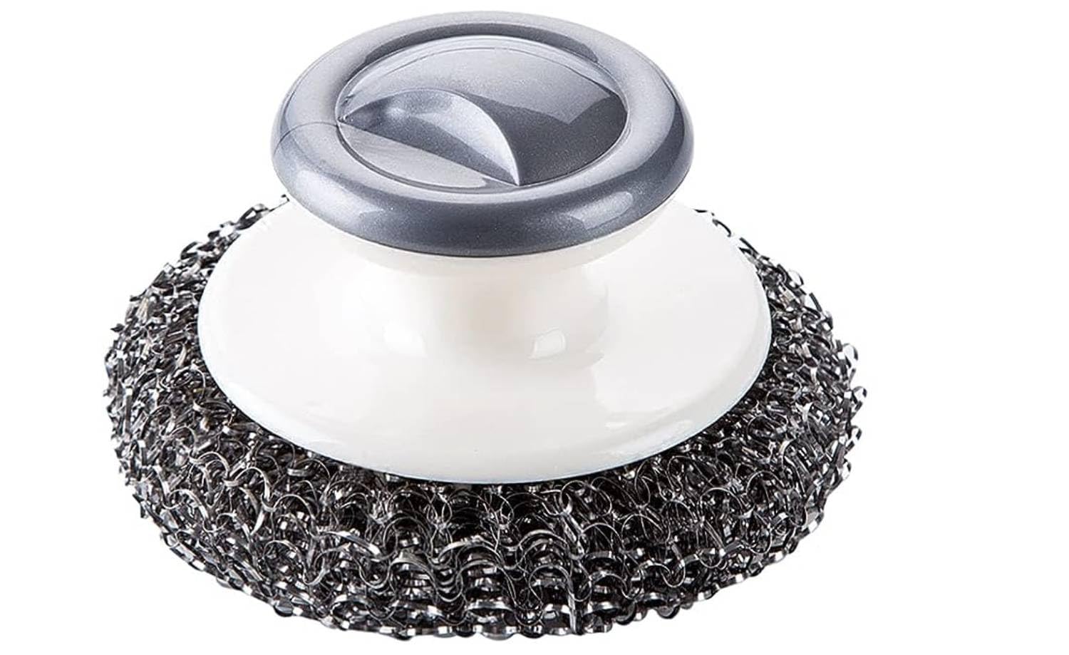 Heavy Duty Stainless Steel Scrubber with Handle - Professional Cleaning Tool for Pots, Pans, Grills, Ovens, Stovetops & Kitchen Utensils - Perfect for Tough Grease & Burnt-On Food Removal - Ideal for Home, Restaurant & Outdoor Cooking Use