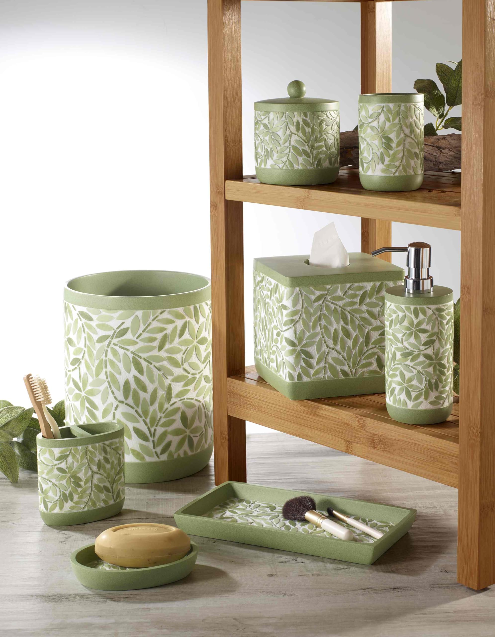Avanti Linens Premium Bathroom Essentials Set - Soft Green Cotton Tumbler for Hand Towels & Washcloths | Perfect for Guest Bathrooms, Spa Decor & Luxury Home Accessories