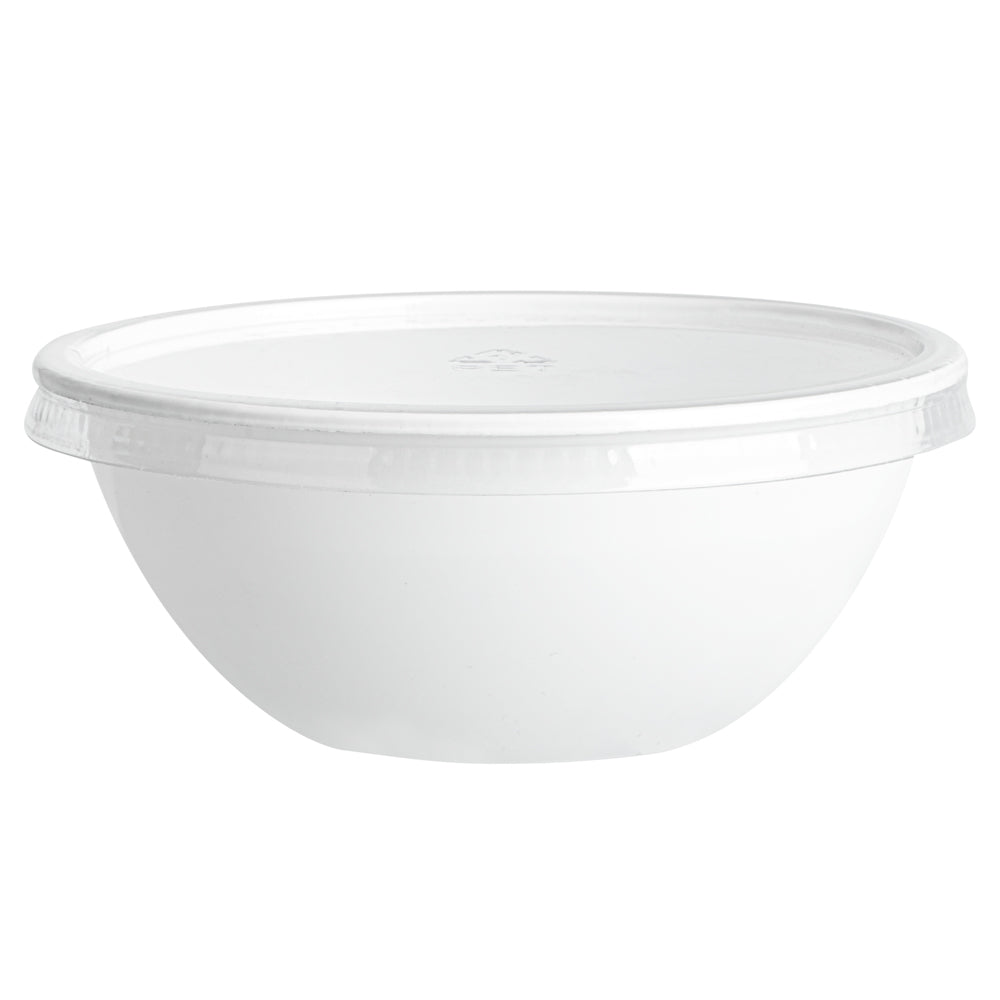 7 oz Round White Plastic Salad Bowls - 5