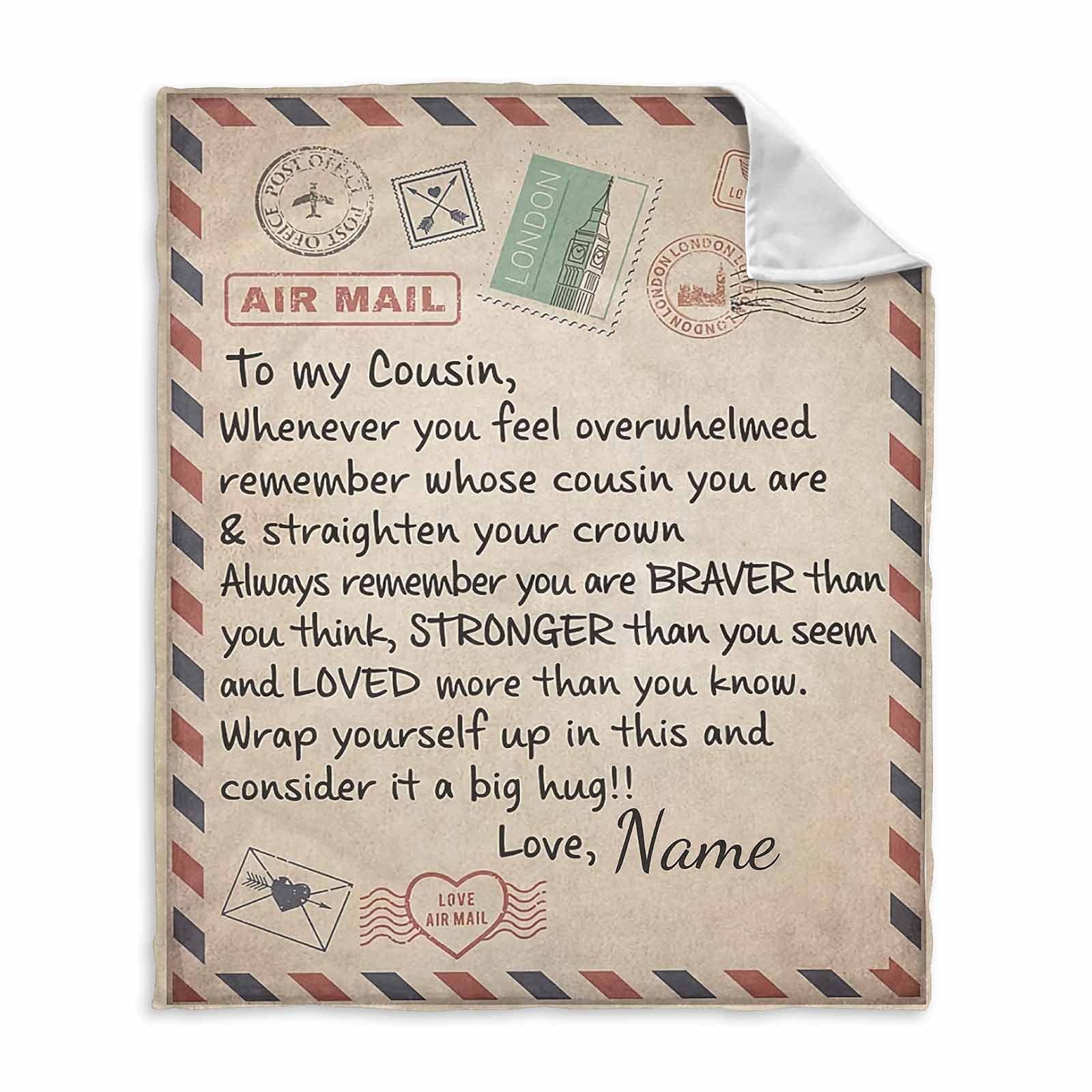 Personalized Cousin Blanket - Inspirational Fleece Throw for Comfort & Warmth - 40x50 Inch Soft Winter Blanket for Bed, Sofa & Gifts - Perfect for Relaxing, Cozy Nights & Heartfelt Presents