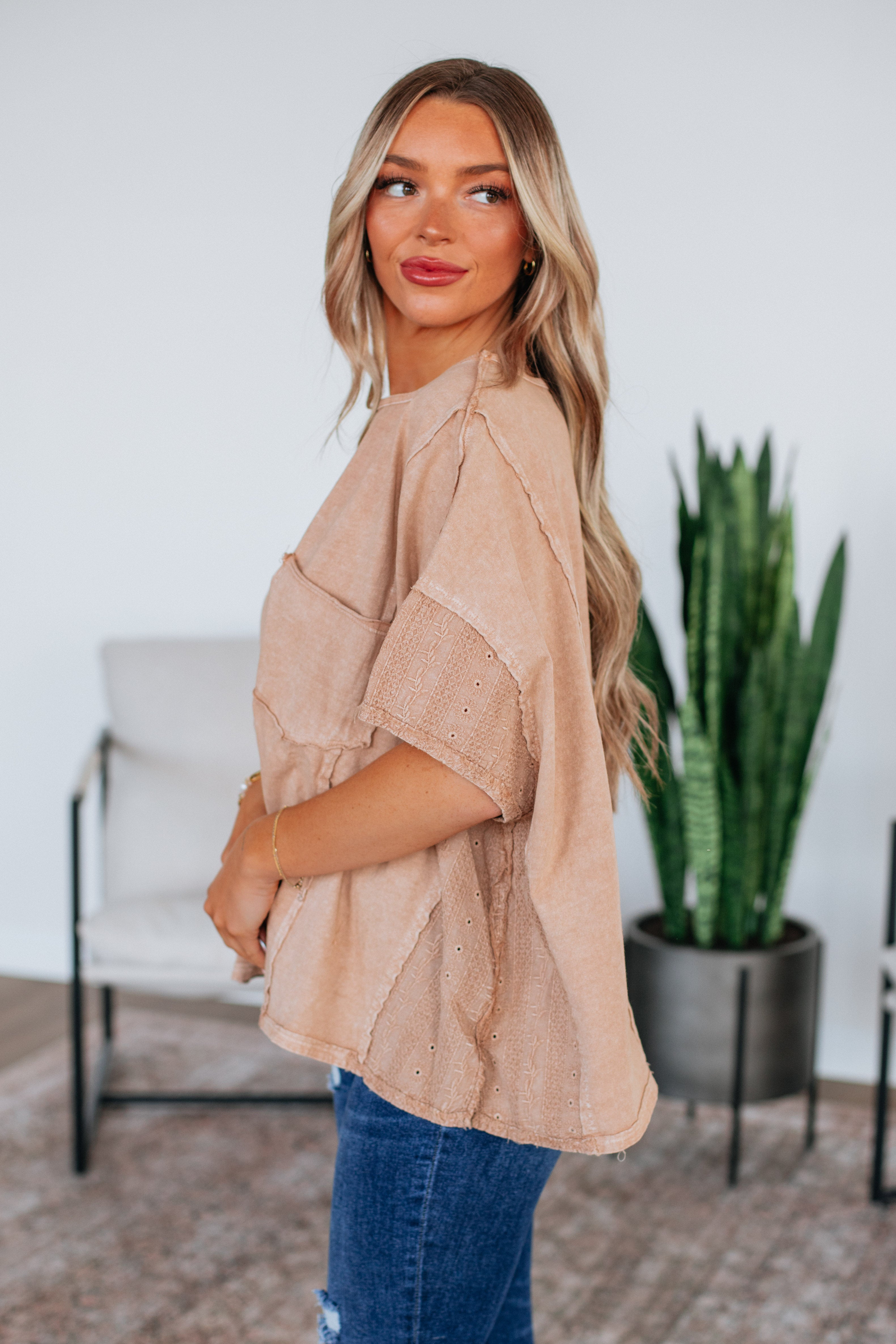 Jacksy Oversized Top Light Camel - Stylish Loose Fit Blouse for Women | Perfect for Casual Outings, Layering & Everyday Wear