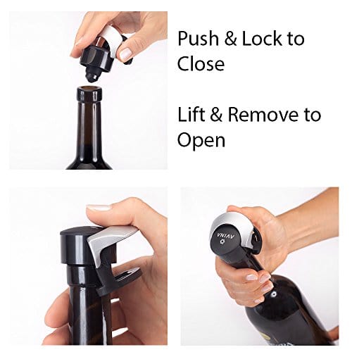 AVINA Wine Bottle Stopper - Leak-Proof Resealable Wine Cap for Sideways Storage | Perfect Christmas Gift for Wine Lovers | Ideal for Home Bars, Parties & Wine Cellars