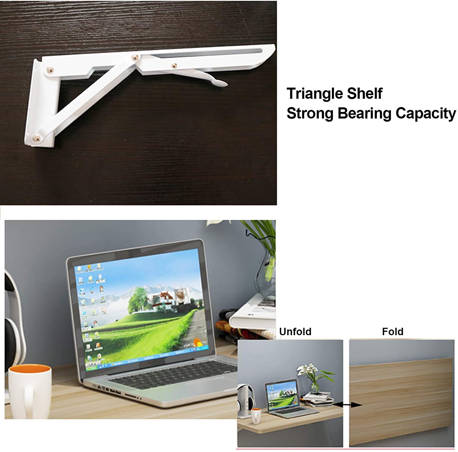 Wall Mounted Folding Table - Pine Wood Floating Laptop Desk, Drop Leaf Work Table for Home Office, Writing Desk & Dining Table (Black 40x25cm/15.8x9.8in) - Perfect for Small Spaces, Apartments & Dorm Rooms