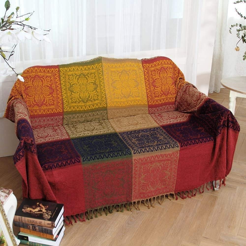 Soft Chenille Throw Blanket with Tassels - 86