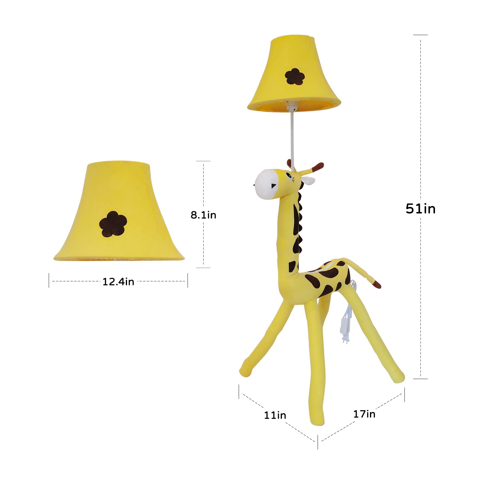 Cozylight Giraffe Design 50-Inch Tall Floor Lamp for Kids Bedroom & Nursery - Hand-Stitched Toy Standing Lamp for Cozy Living Room Decor - Perfect for Bedside Night Light, Playroom Lighting, and Children's Room Decoration