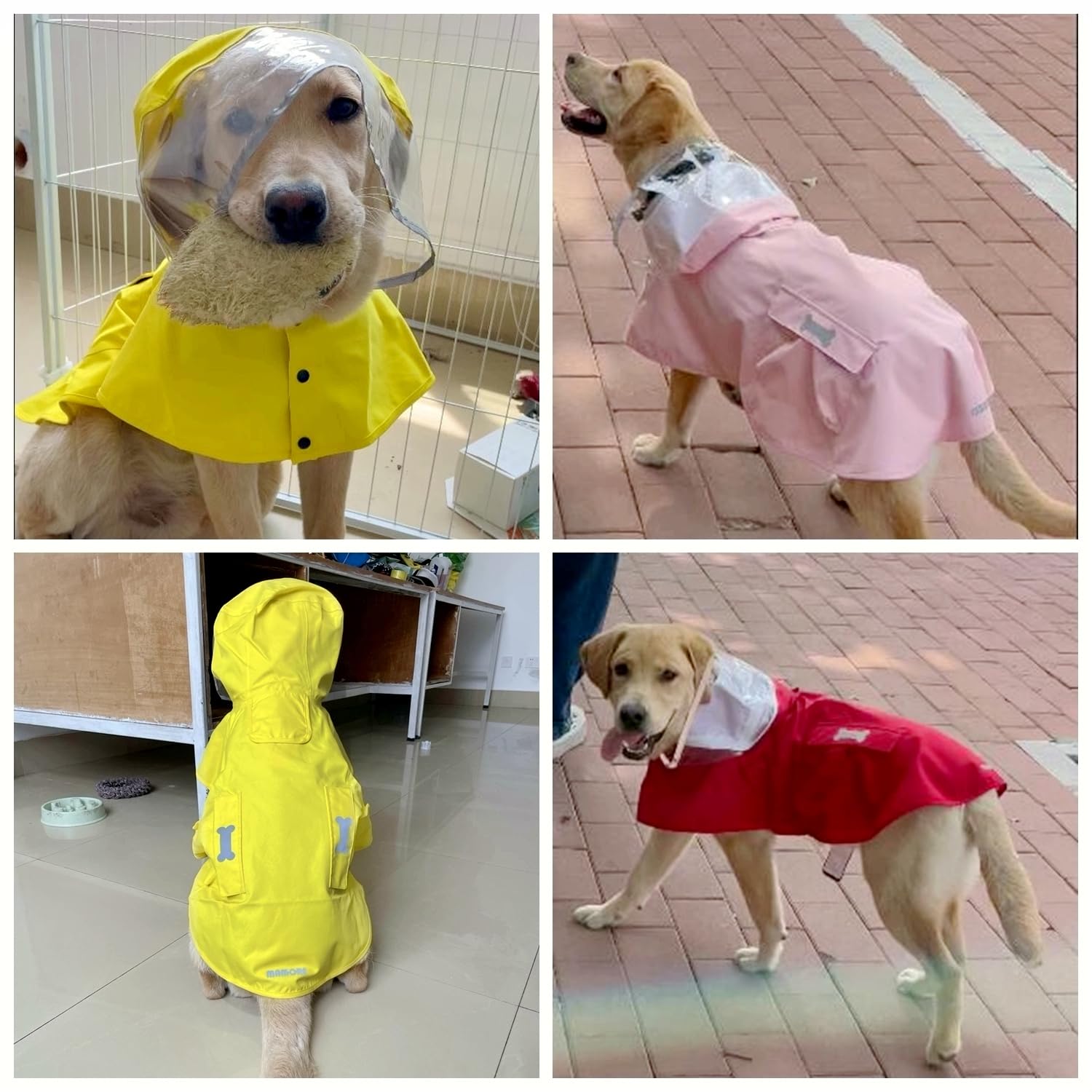 Waterproof Dog Raincoat with Reflective Stripes - Adjustable Poncho Hoodie for Small to Large Dogs - Outdoor Walking & Hiking