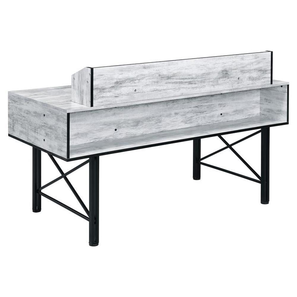 Acme Safea Wooden Computer Desk with Storage - Antique White & Black Finish | Home Office, Study, Gaming & Workspace Solution